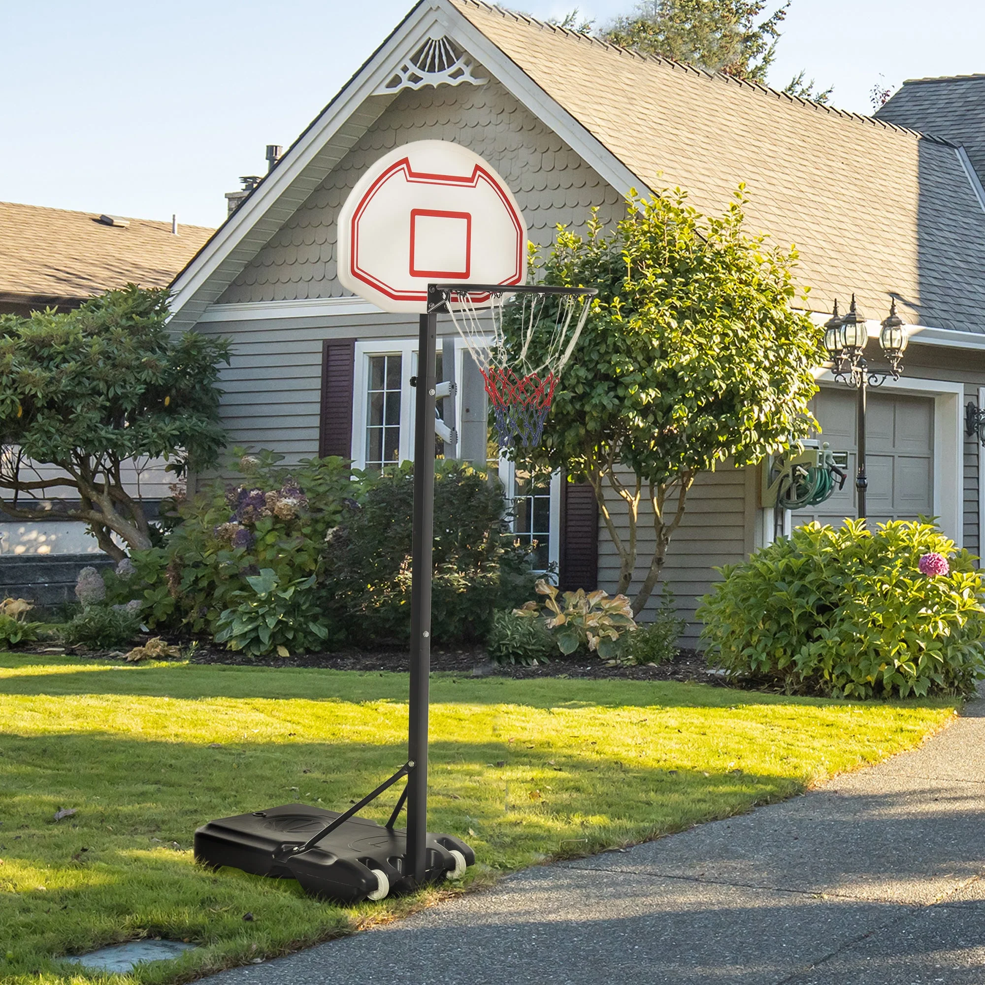 Portable Basketball Stand Net Hoop W/ Wheels-Black/White - Image 9