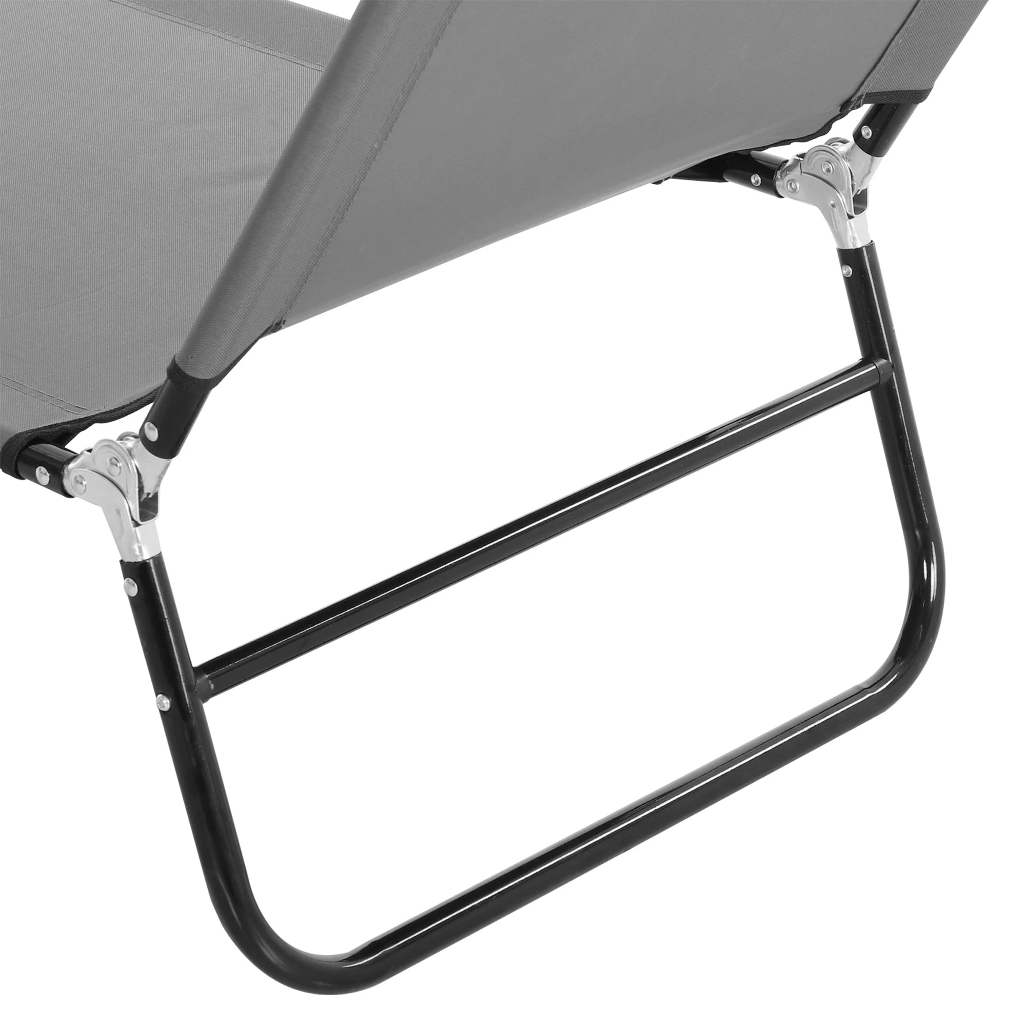 Portable Folding Sun Lounger With 5-Position Adjustable Backrest Relaxer Recliner with Lightweight Frame Great for Pool or Sun Bathing Grey - Image 9