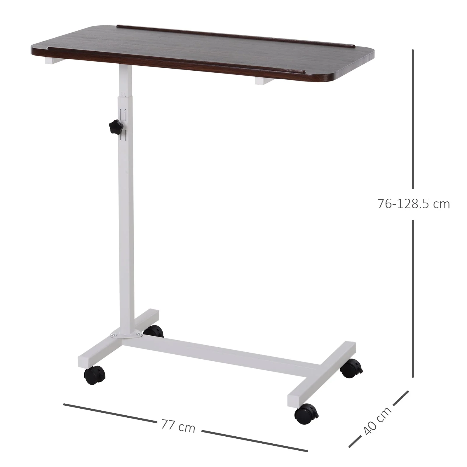 Portable Overbed/Chair Table Sofa Side Notebook Laptop Desk PC Stand Height Adjustable w/ Lockable 4 Castors & Wooden Top - Brown - Image 2