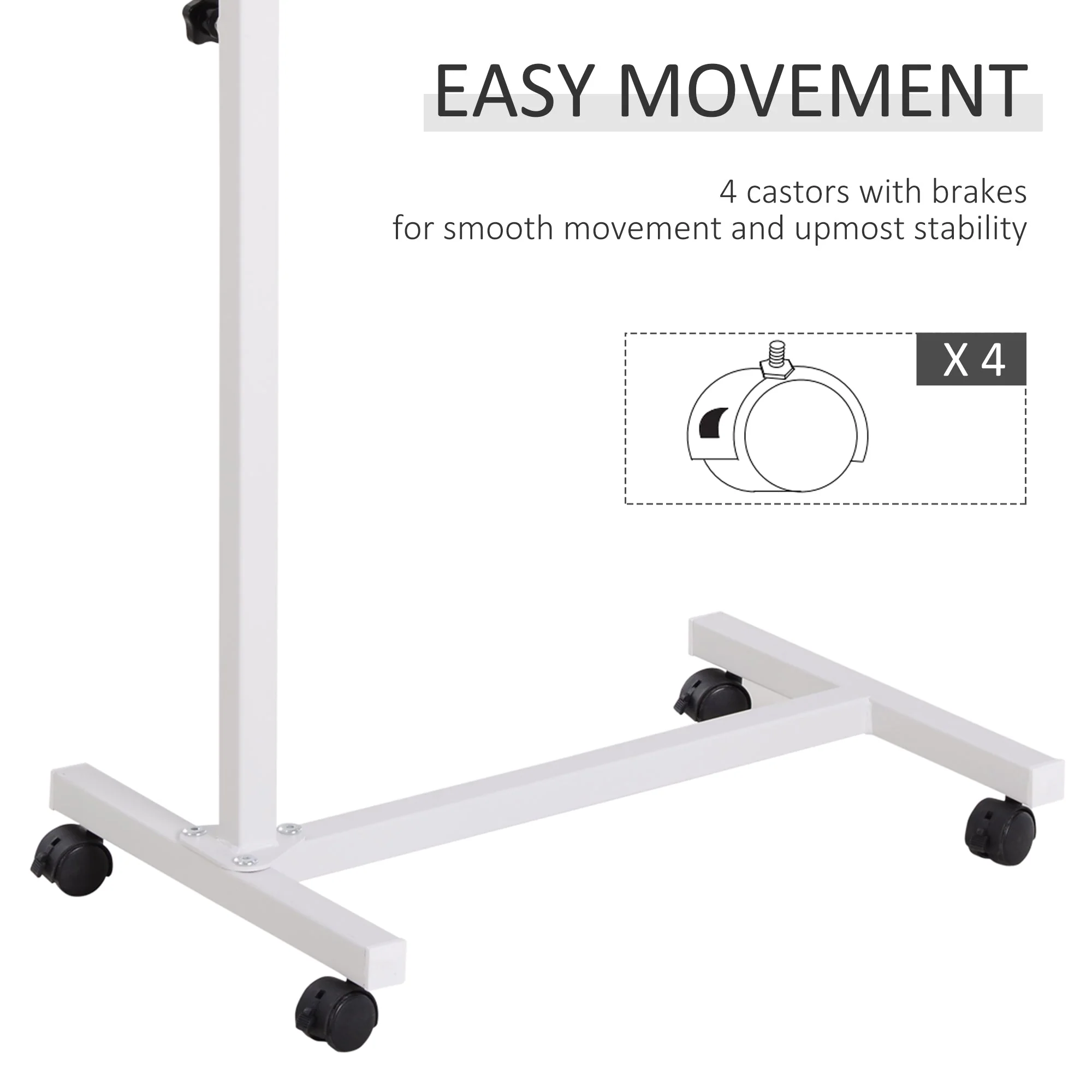 Portable Overbed/Chair Table Sofa Side Notebook Laptop Desk PC Stand Height Adjustable w/ Lockable 4 Castors & Wooden Top - Brown - Image 5