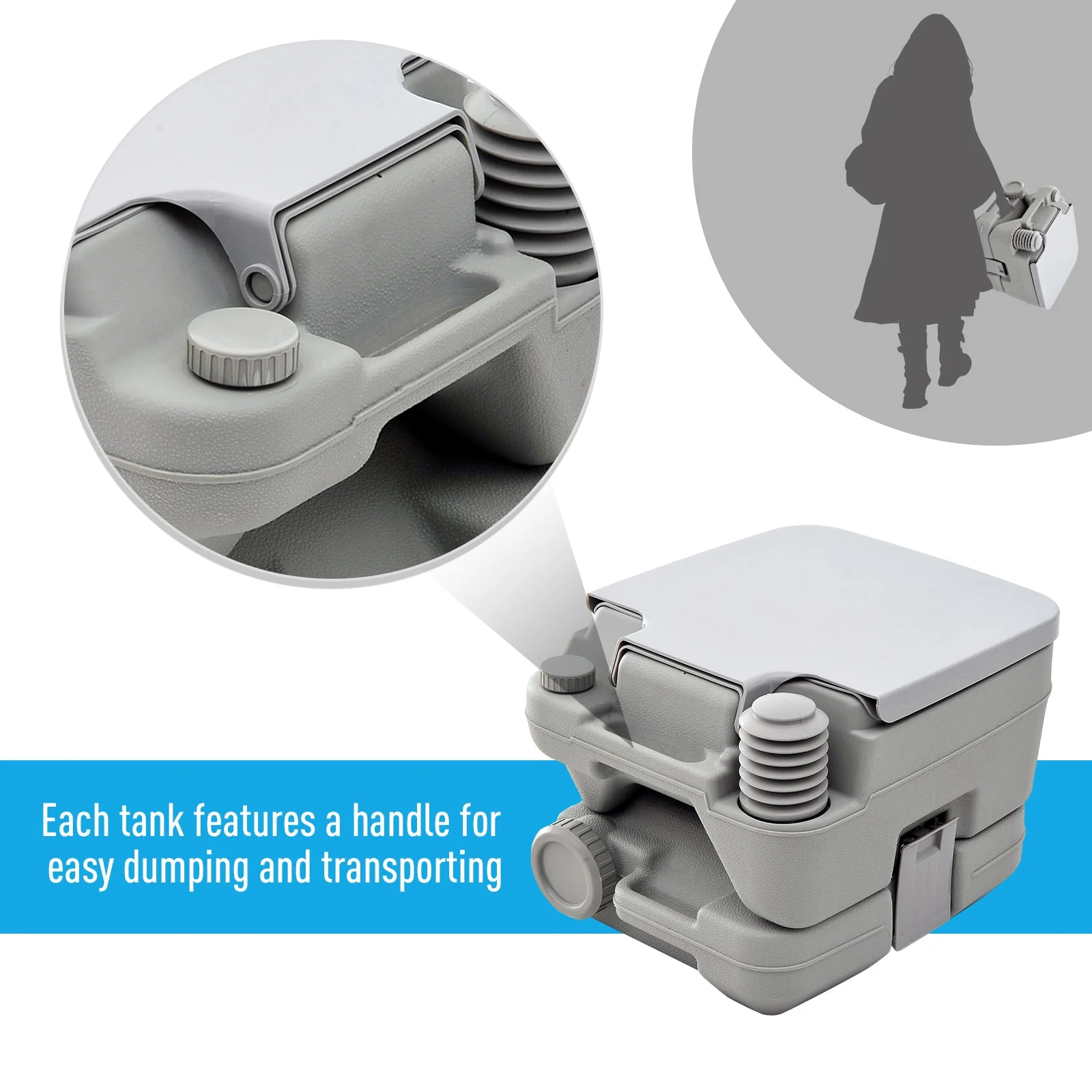 Portable Travel Toilet 10L Grey - Image 5