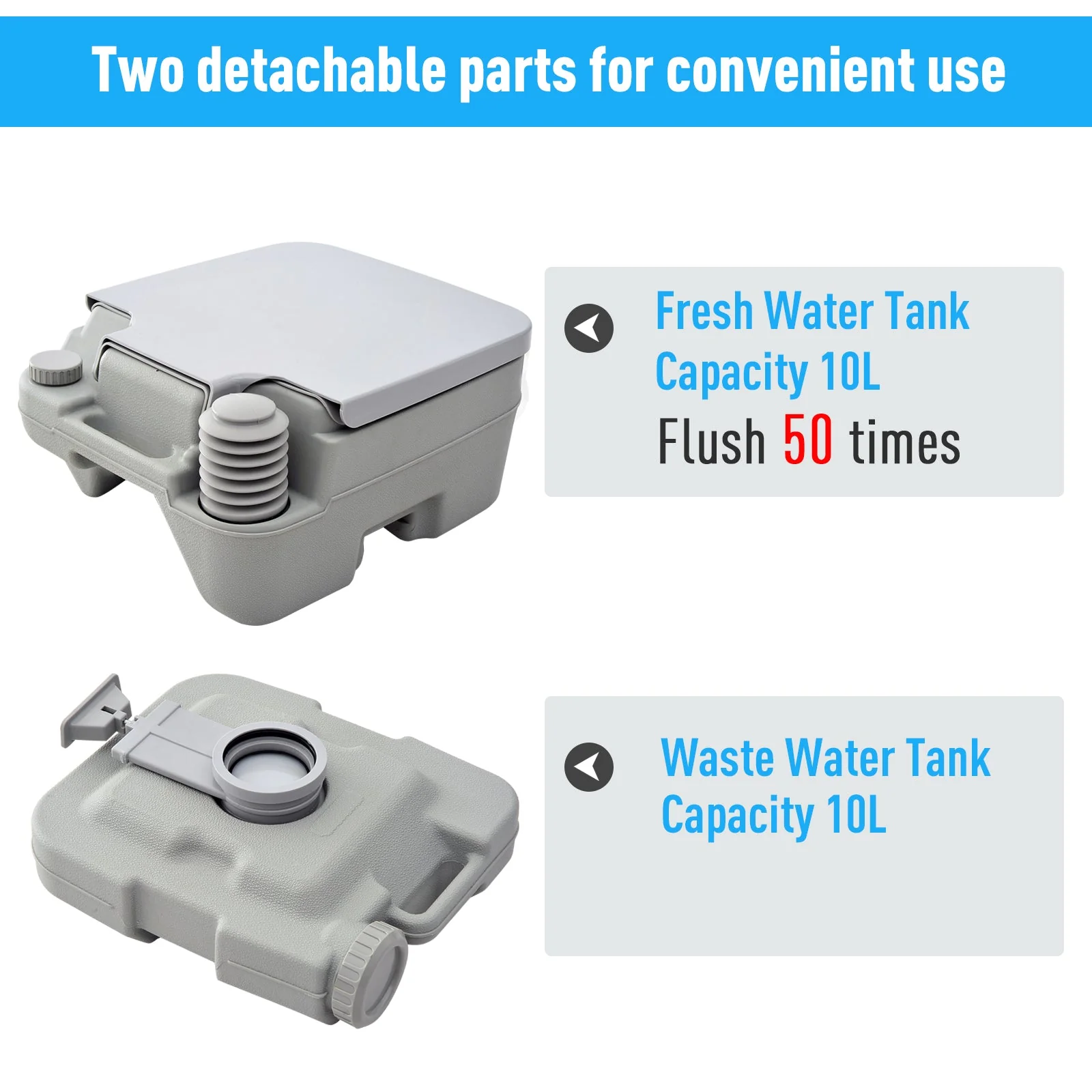 Portable Travel Toilet 10L Grey - Image 6