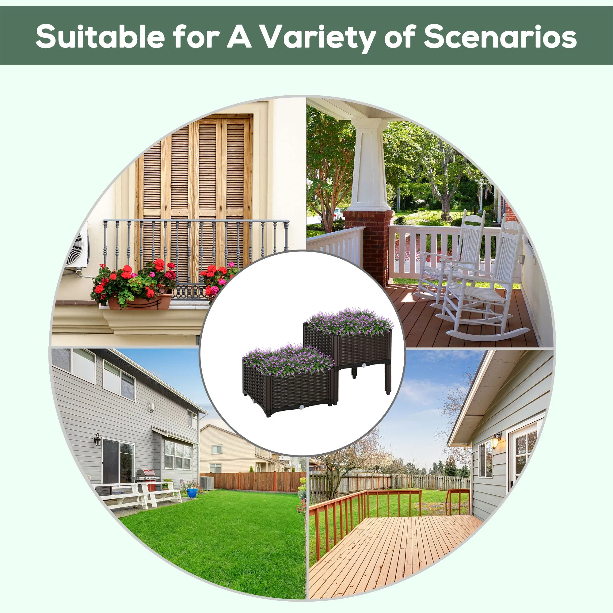 PP Set Of 2 Raised Outdoor Garden Planter Box Brown - Image 8