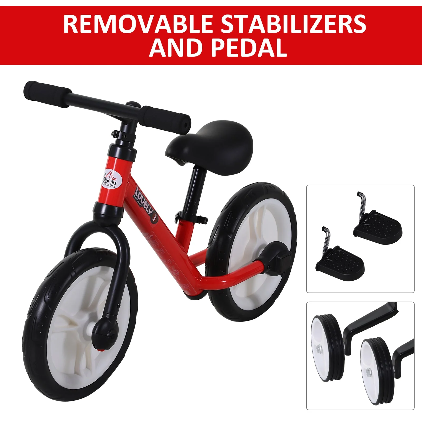 PP Toddlers Removable Stabiliser Balance Bike Red - Image 4