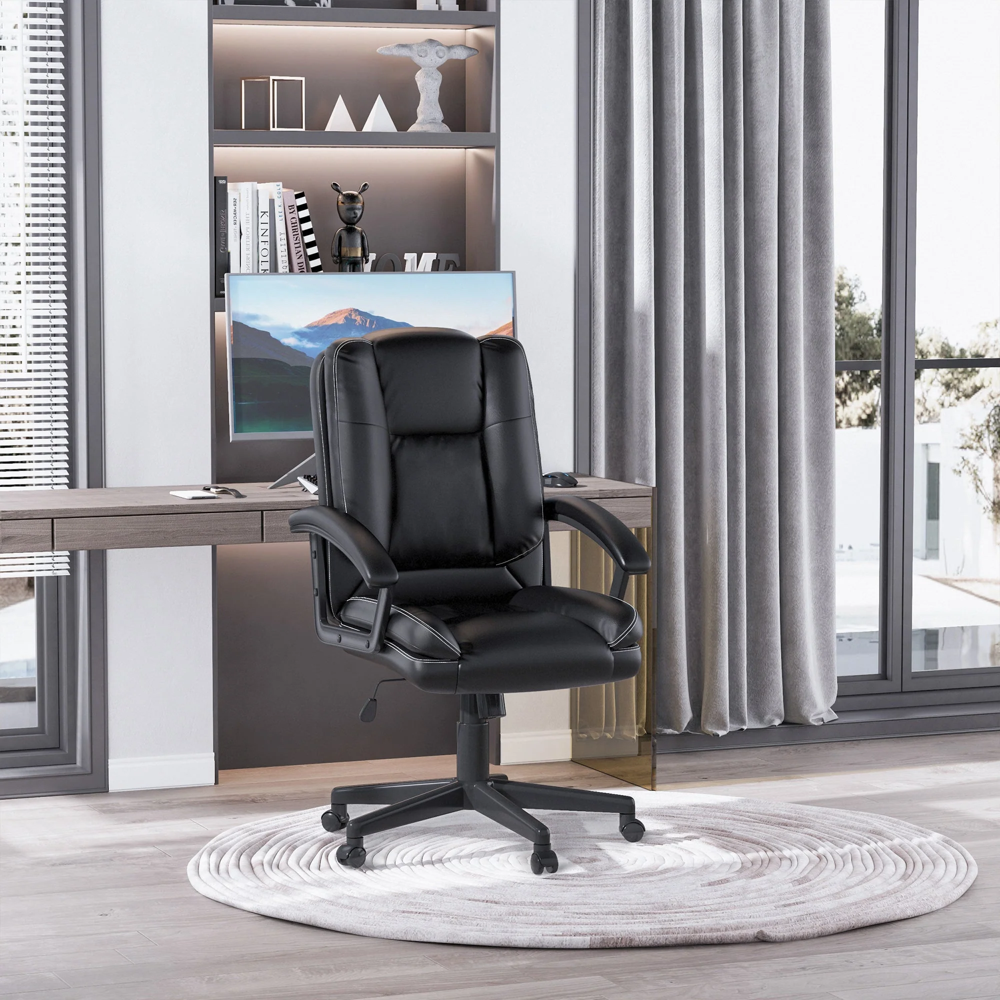 PU Leather Executive Office Chair-Black - Image 2