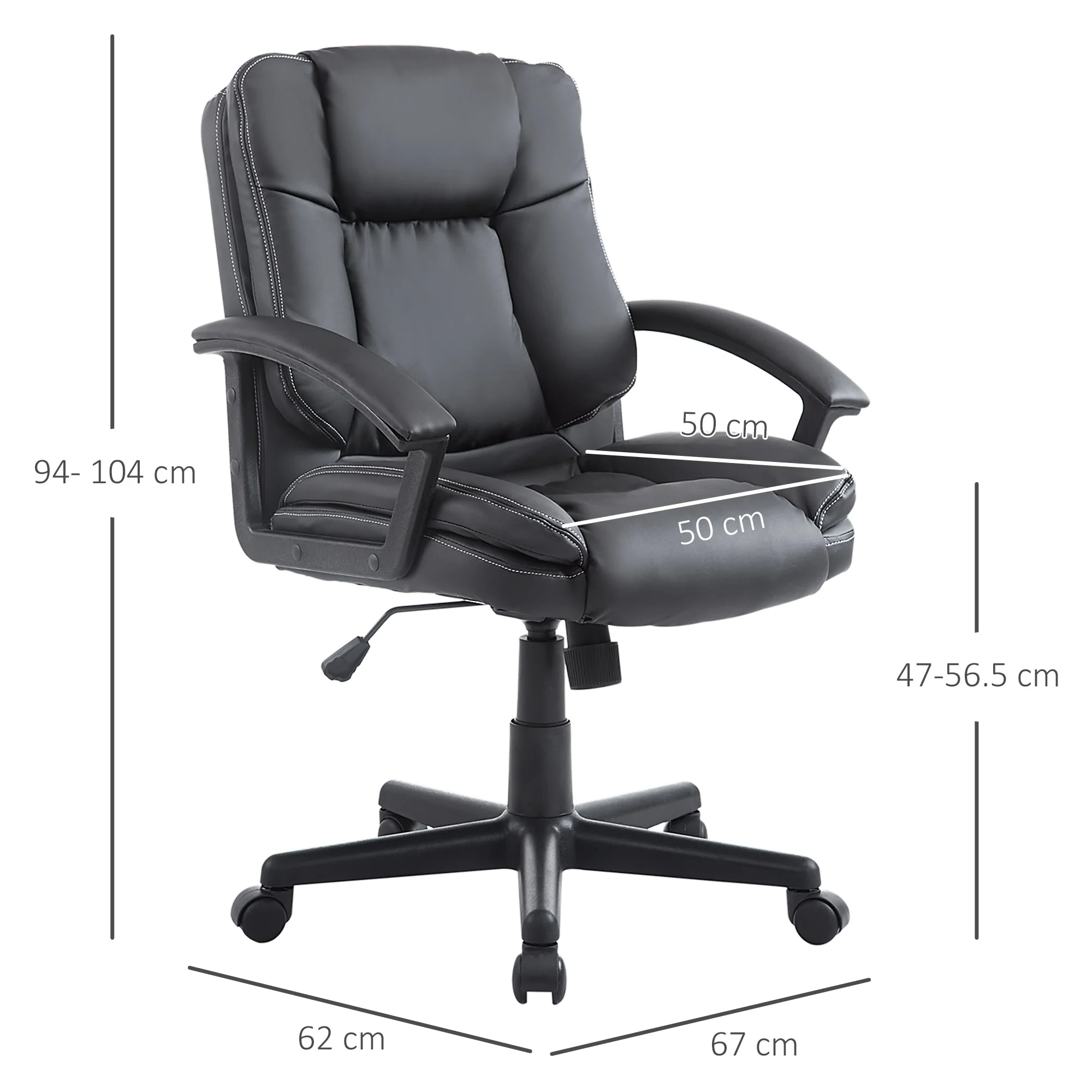 PU Leather Executive Office Chair-Black - Image 3