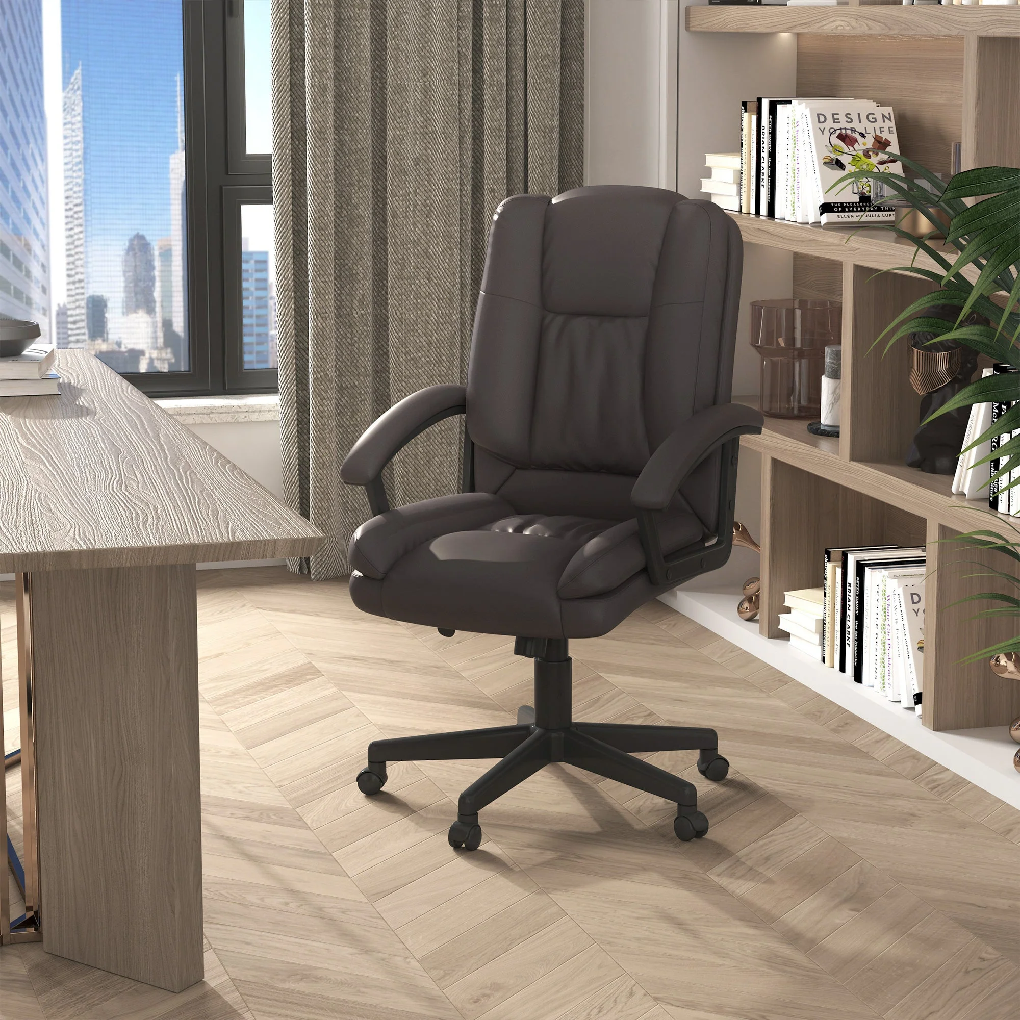 PU Leather Executive Office Chair-Brown - Image 2