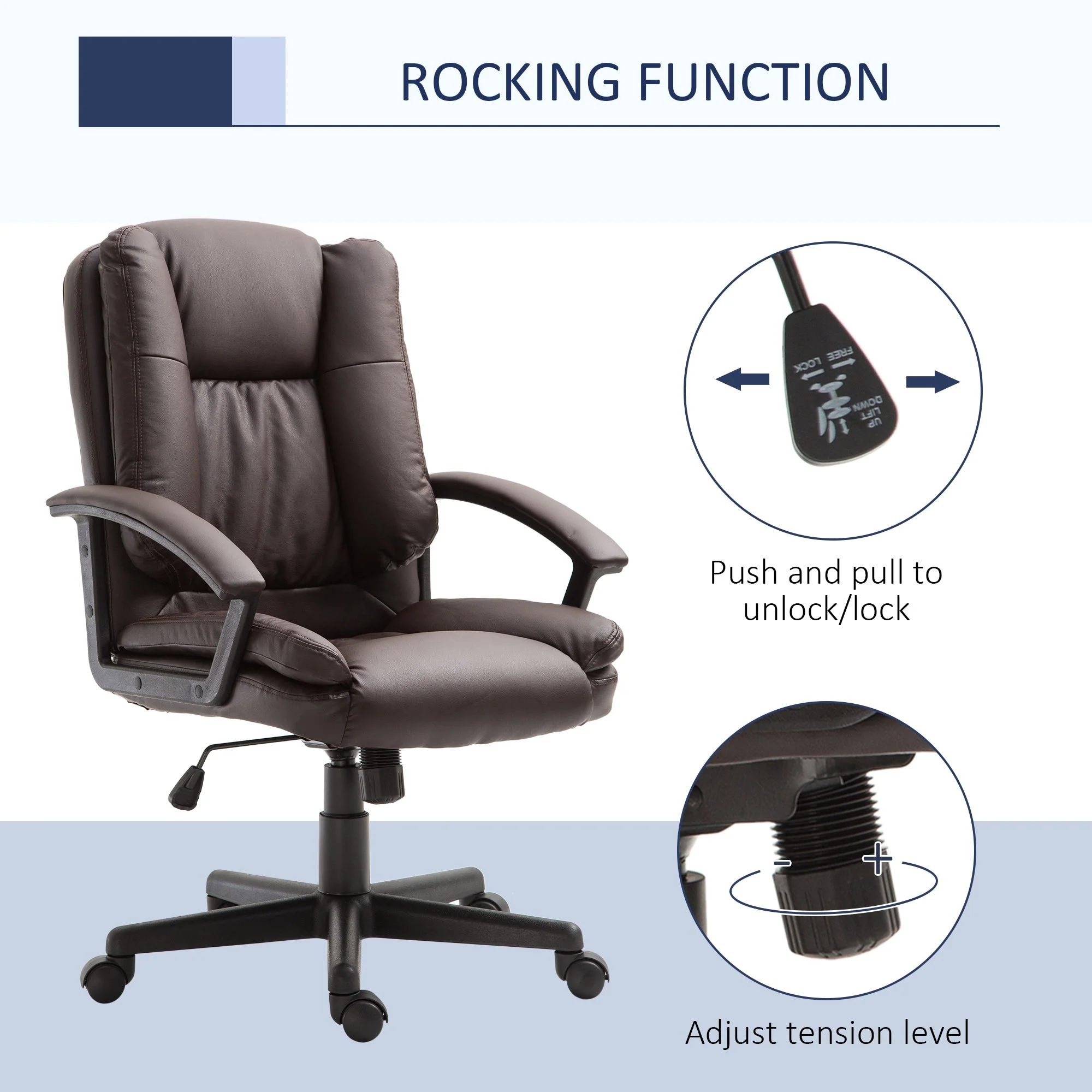 PU Leather Executive Office Chair-Brown - Image 5