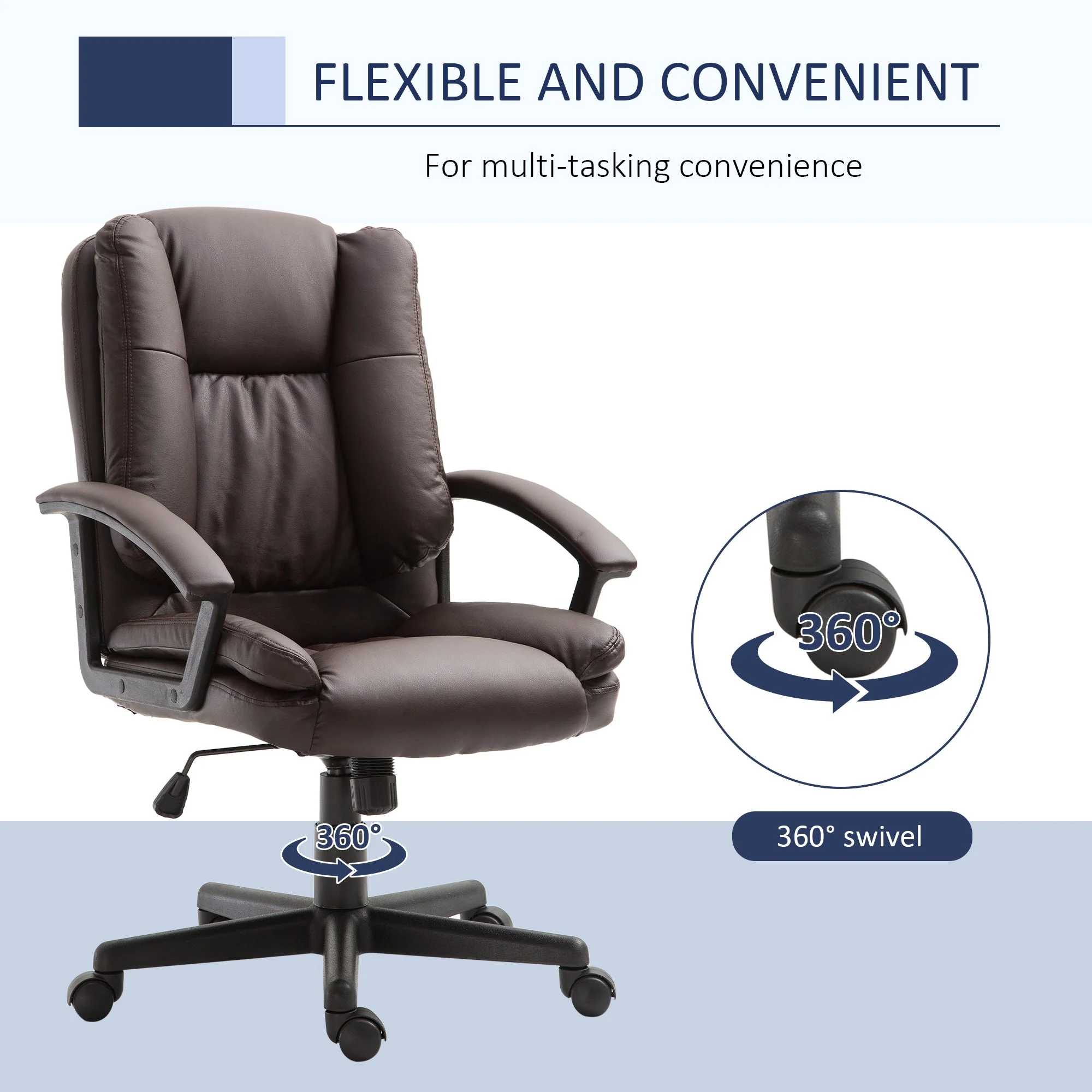 PU Leather Executive Office Chair-Brown - Image 6