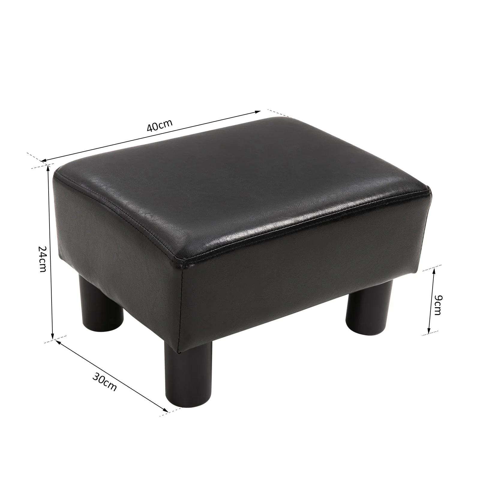 PU Leather Footstool Foot Rest Small Seat Foot Rest Chair Dark Brown Home Office with Legs 40 x 30 x 24cm - Image 3