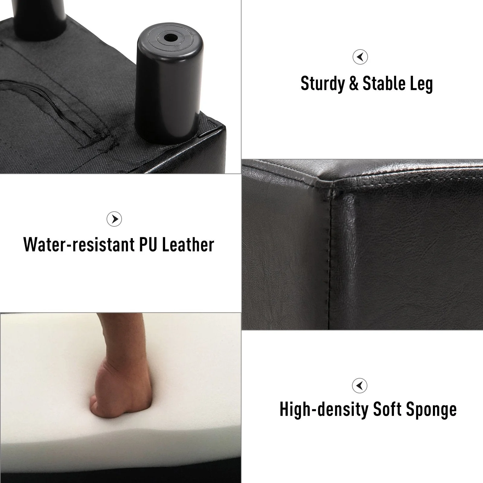 PU Leather Footstool Foot Rest Small Seat Foot Rest Chair Dark Brown Home Office with Legs 40 x 30 x 24cm - Image 4
