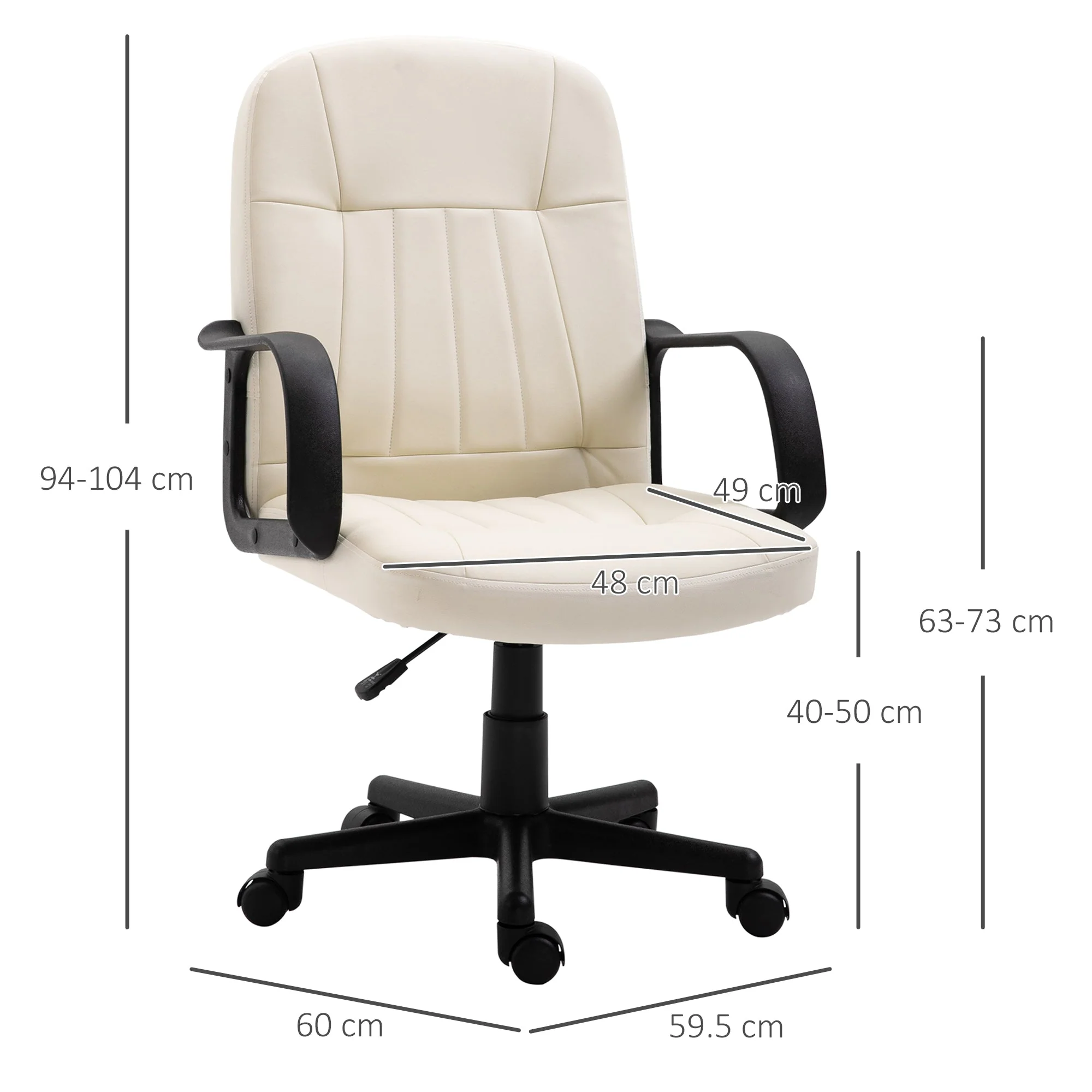 PU Leather Swivel Home Office Chair Cream - Image 3