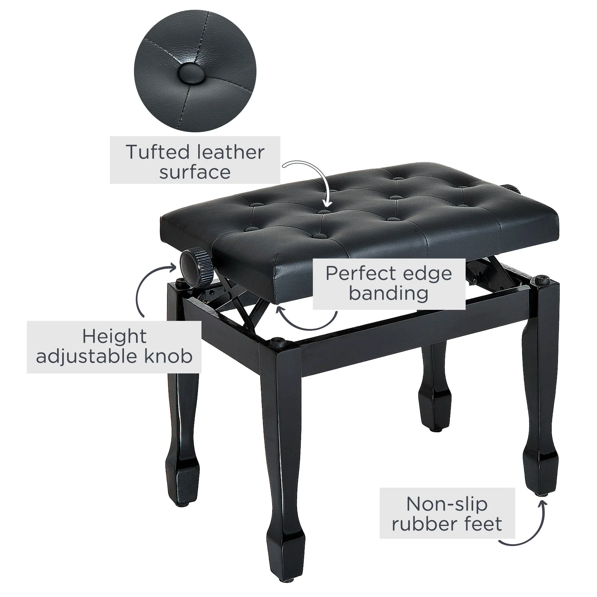 PU Leather Upholstered Piano Stool - Image 5