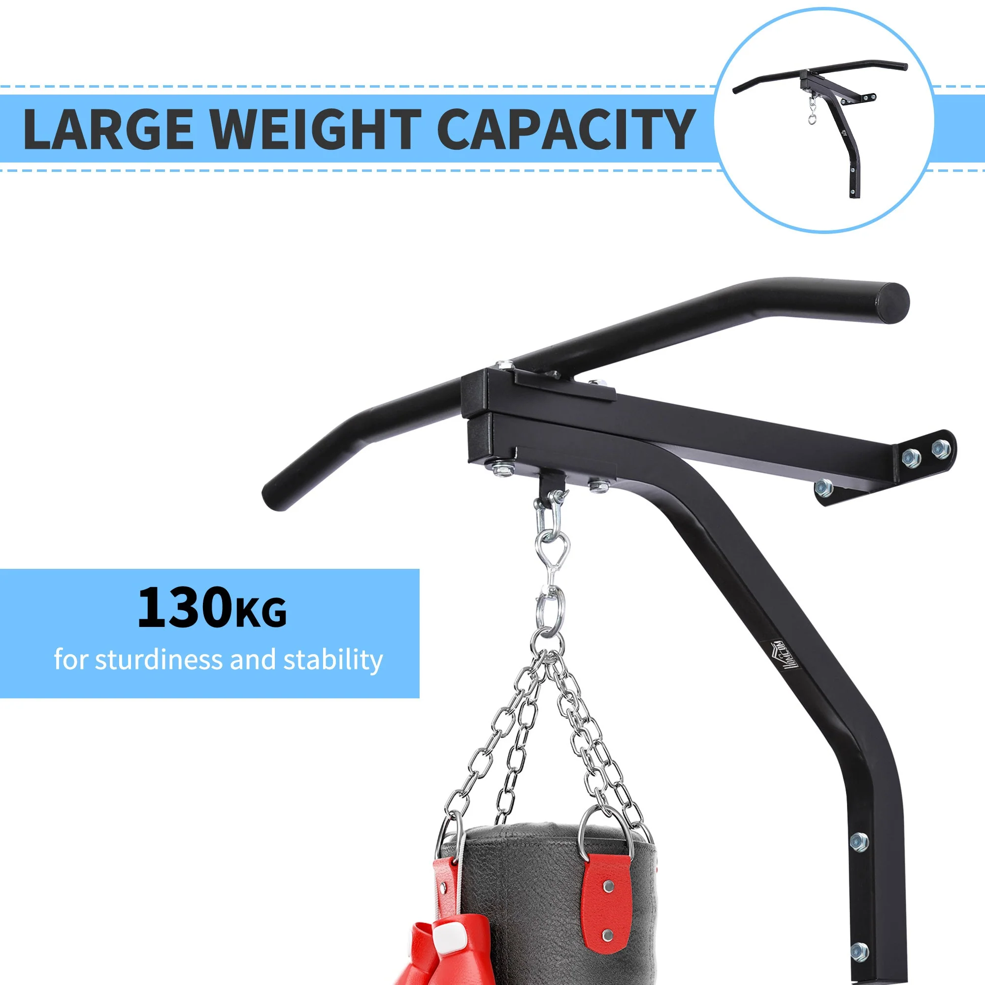 Punching Bag Hanger Wall Mount Bracket Kick Boxing MMA Training Frame Home Fitness Workout Pull Up Bar - Image 5