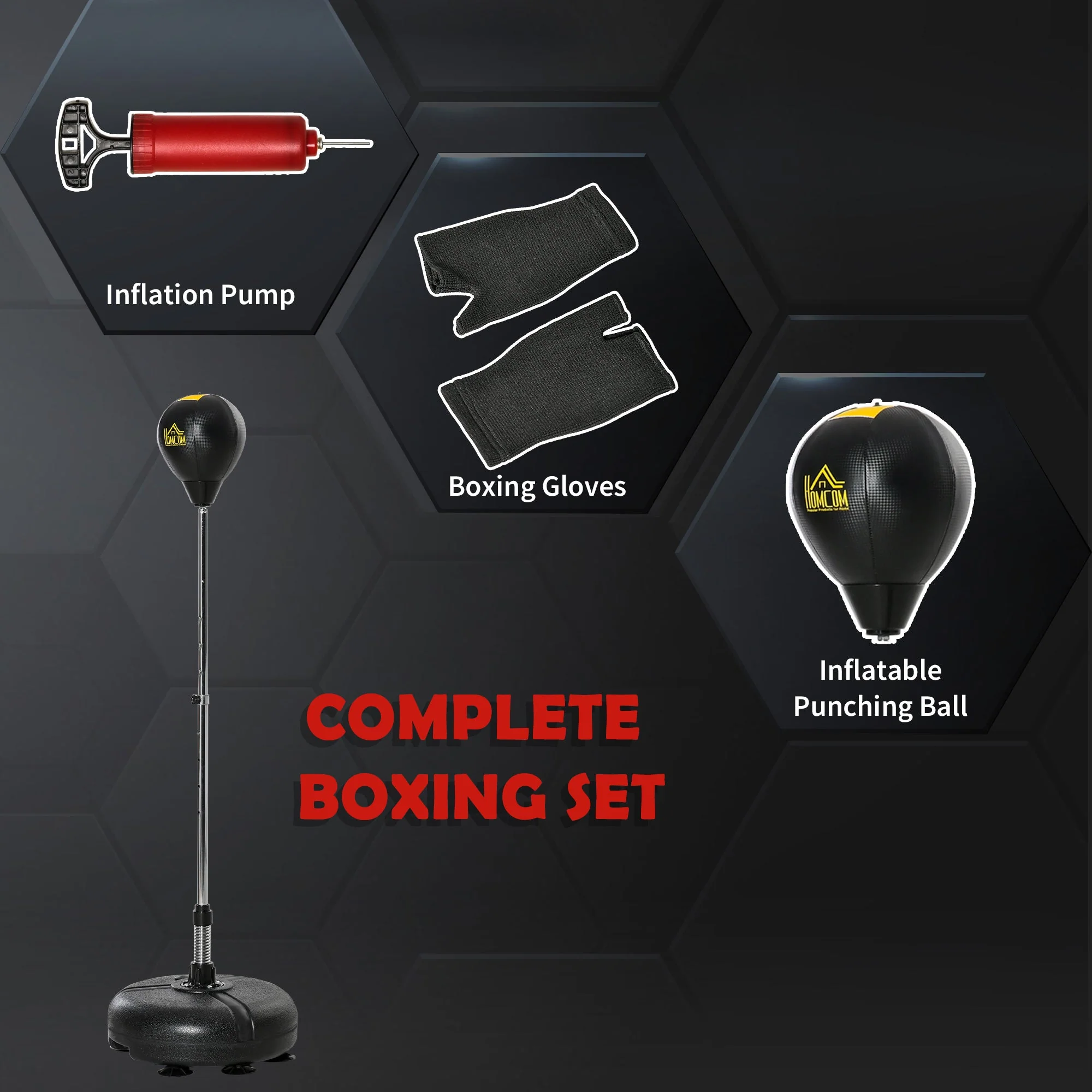 Punching Bag with Stand Boxing Bag Set Adjustable Height Teens & Adults Gold - Image 3