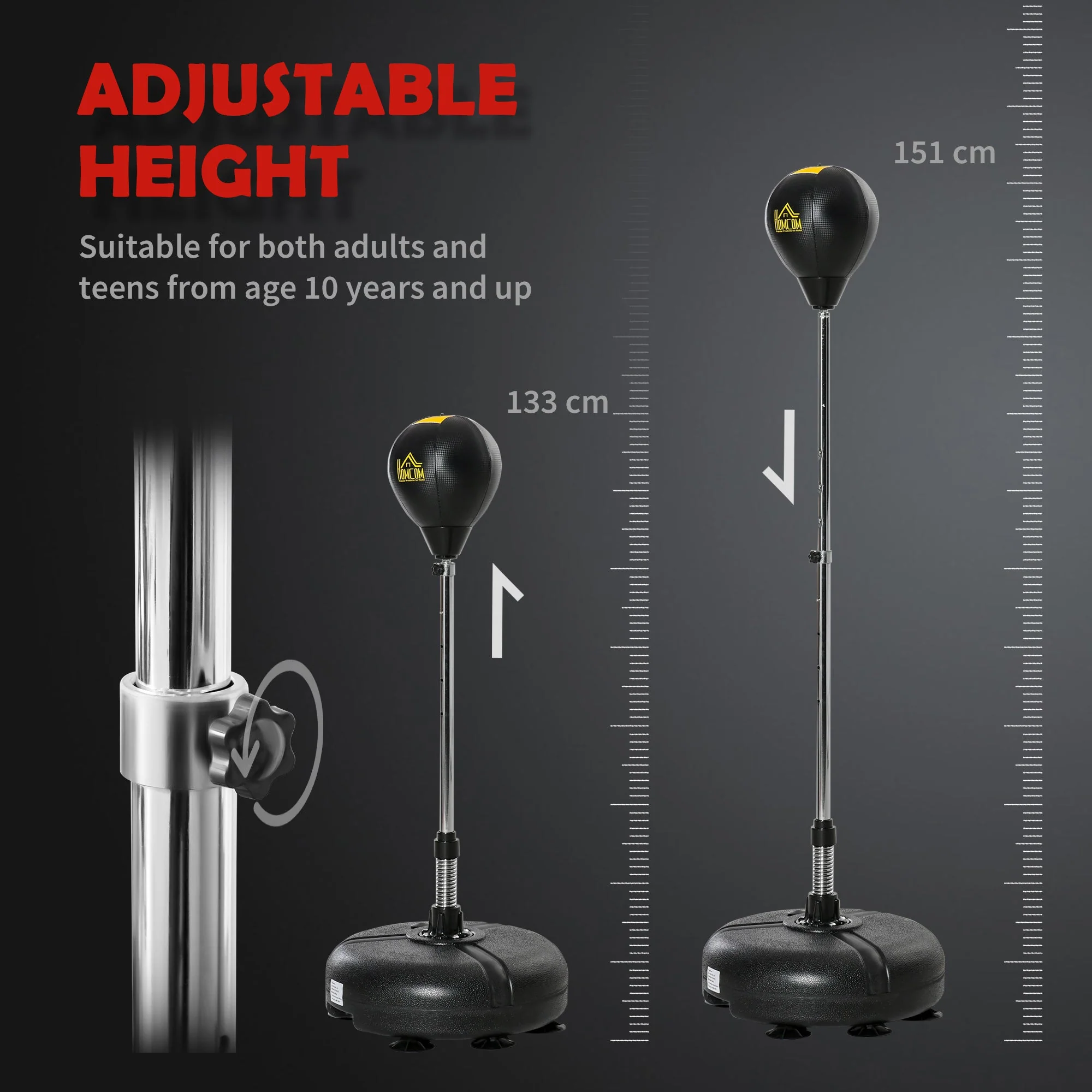 Punching Bag with Stand Boxing Bag Set Adjustable Height Teens & Adults Gold - Image 4