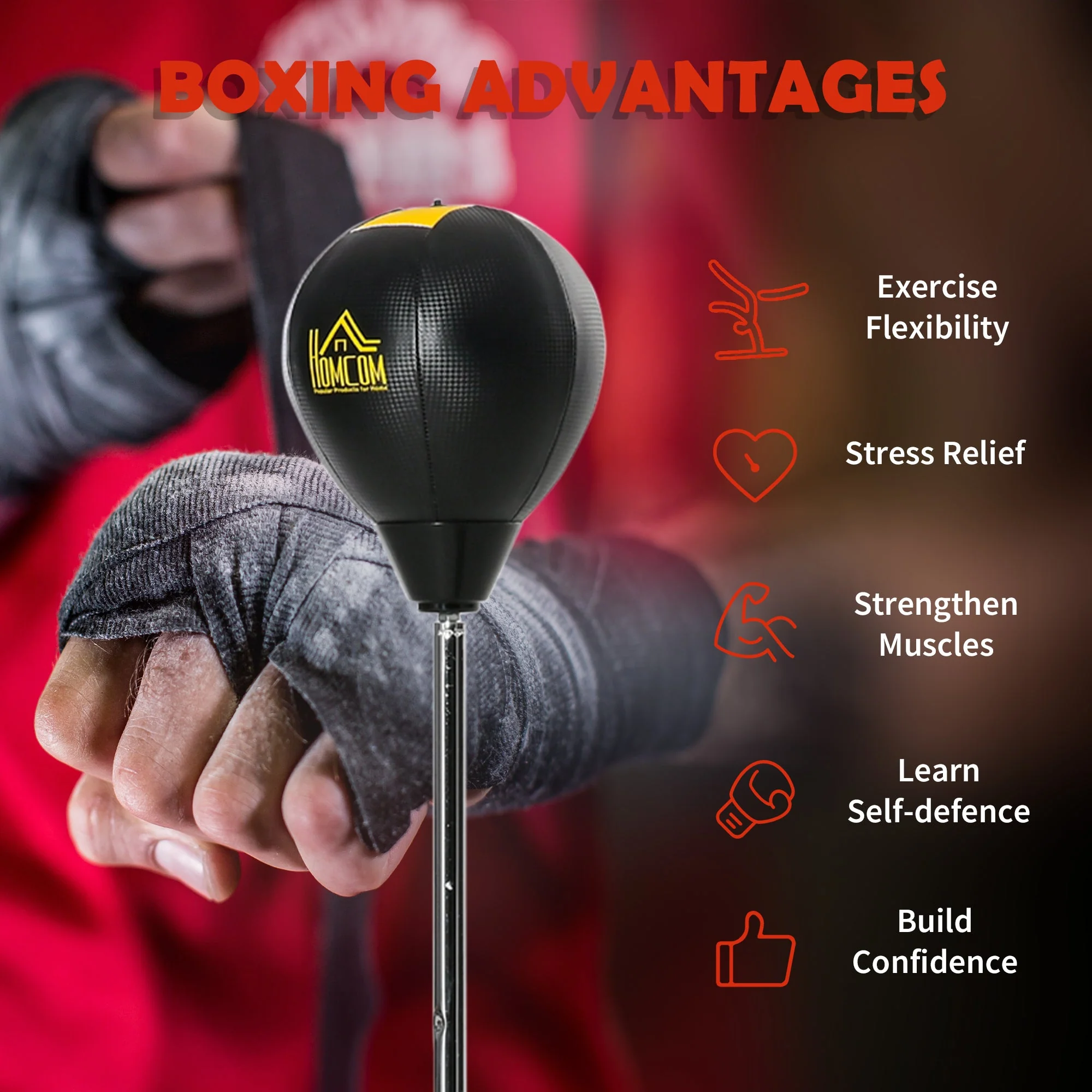 Punching Bag with Stand Boxing Bag Set Adjustable Height Teens & Adults Gold - Image 7