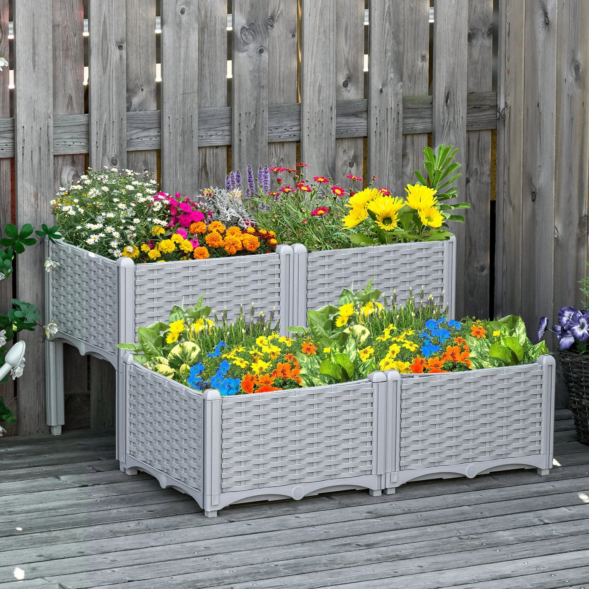 Raised Flower Bed Vegetable Herb Plant Stand Lightweight - 40L x 40W x 44H CM - Image 2