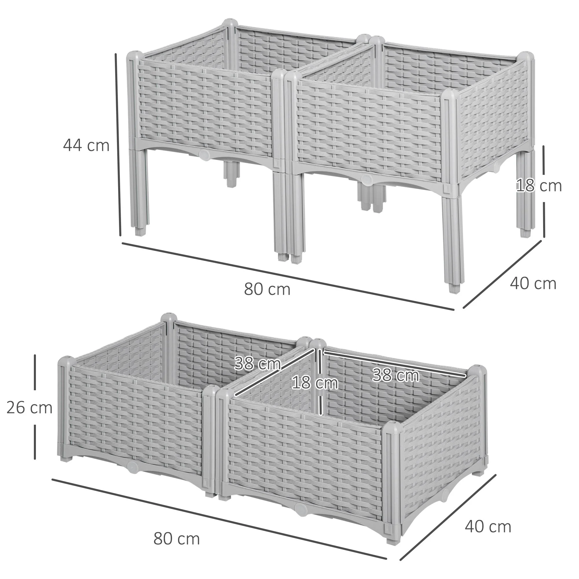 Raised Flower Bed Vegetable Herb Plant Stand Lightweight - 40L x 40W x 44H CM - Image 3