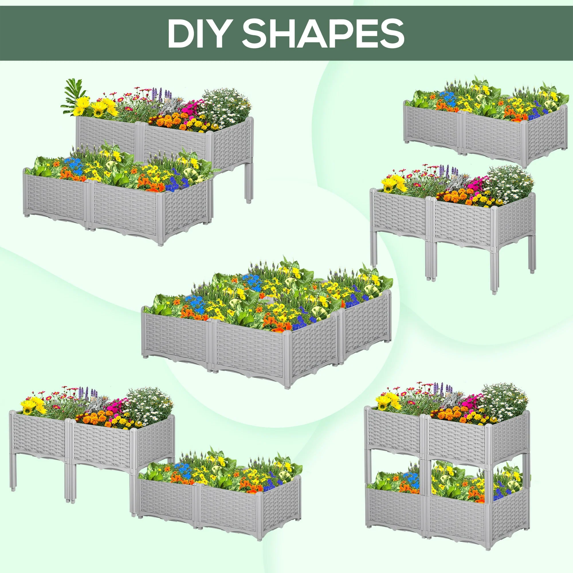 Raised Flower Bed Vegetable Herb Plant Stand Lightweight - 40L x 40W x 44H CM - Image 5