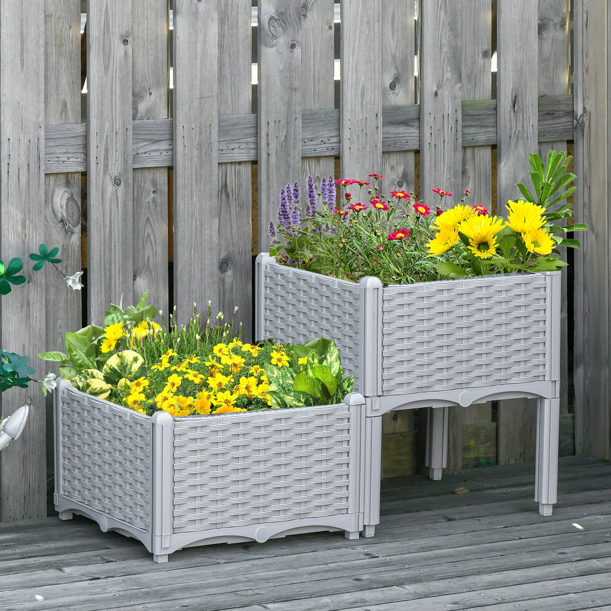 Raised Flower Bed Vegetable Herb Plant Stand Lightweight - 40L x 40W x 44H CM - Image 2