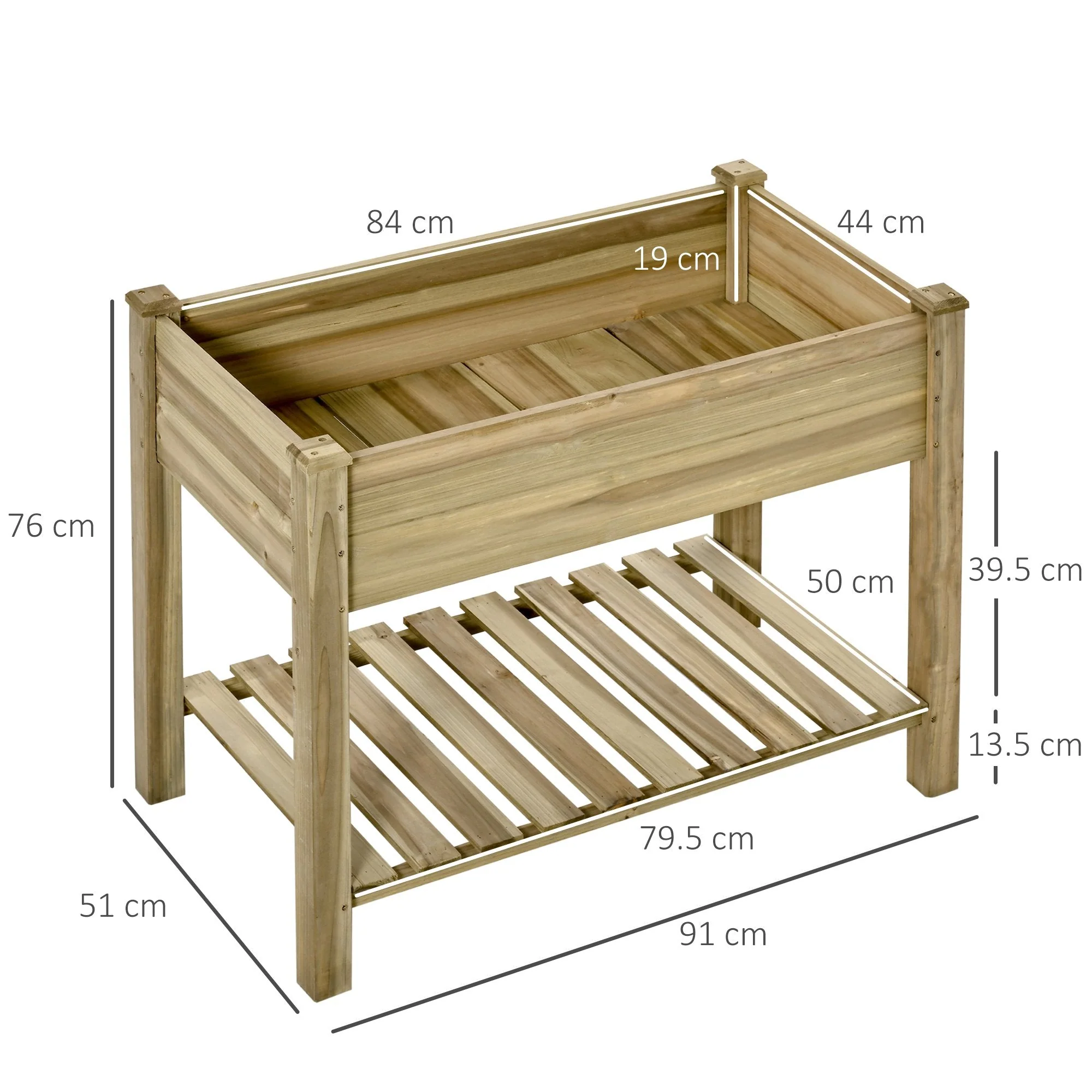 Raised Garden Bed with Legs and Storage Shelf Elevated Wooden Planter Box - Image 3