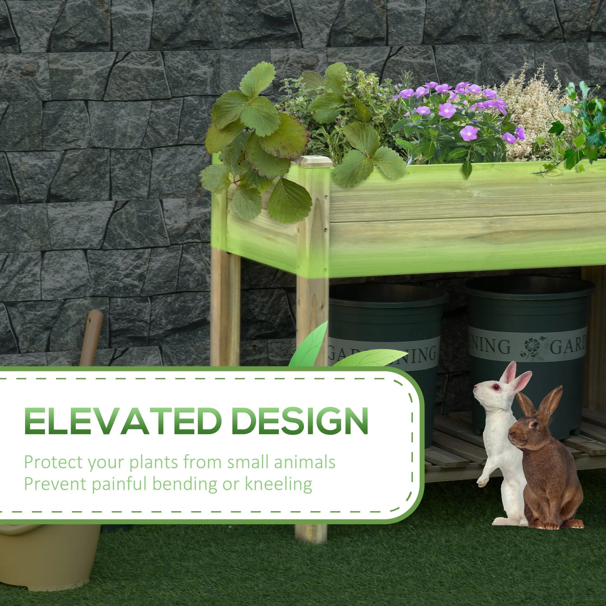 Raised Garden Bed with Legs and Storage Shelf Elevated Wooden Planter Box - Image 4