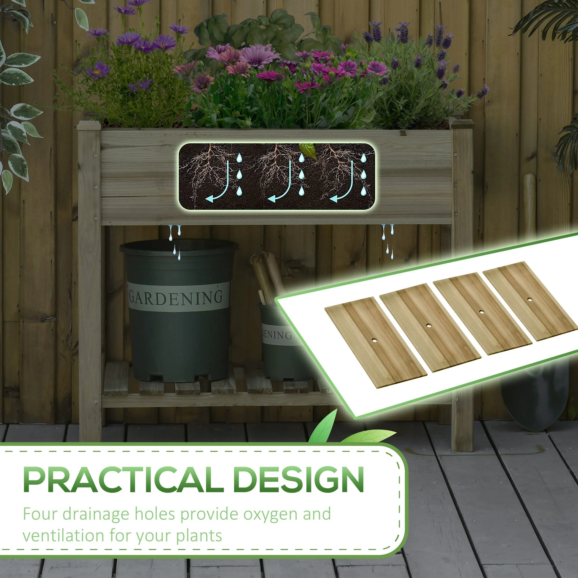 Raised Garden Bed with Legs and Storage Shelf Elevated Wooden Planter Box - Image 6