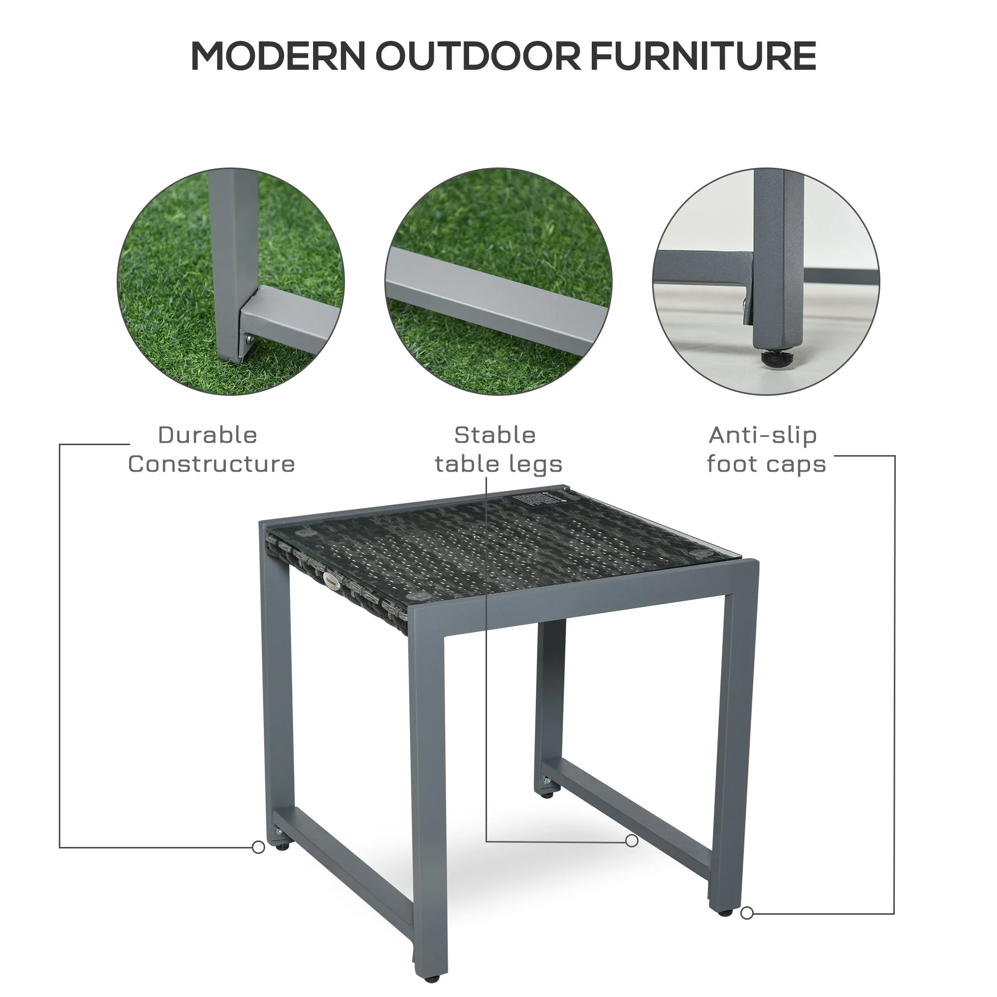 Rattan End Table Side Coffee Desk Outdoor Patio Wicker Sofa Chat Garden Furniture - Image 6