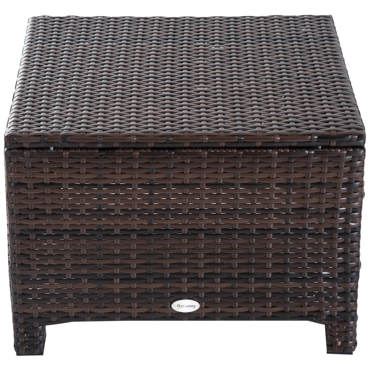 Rattan Footstool Wicker Ottoman with Padded Seat Cushion Outdoor Patio Furniture for Backyard Garden Poolside Living Room 50 x 50 x 35 cm Brown - Image 8