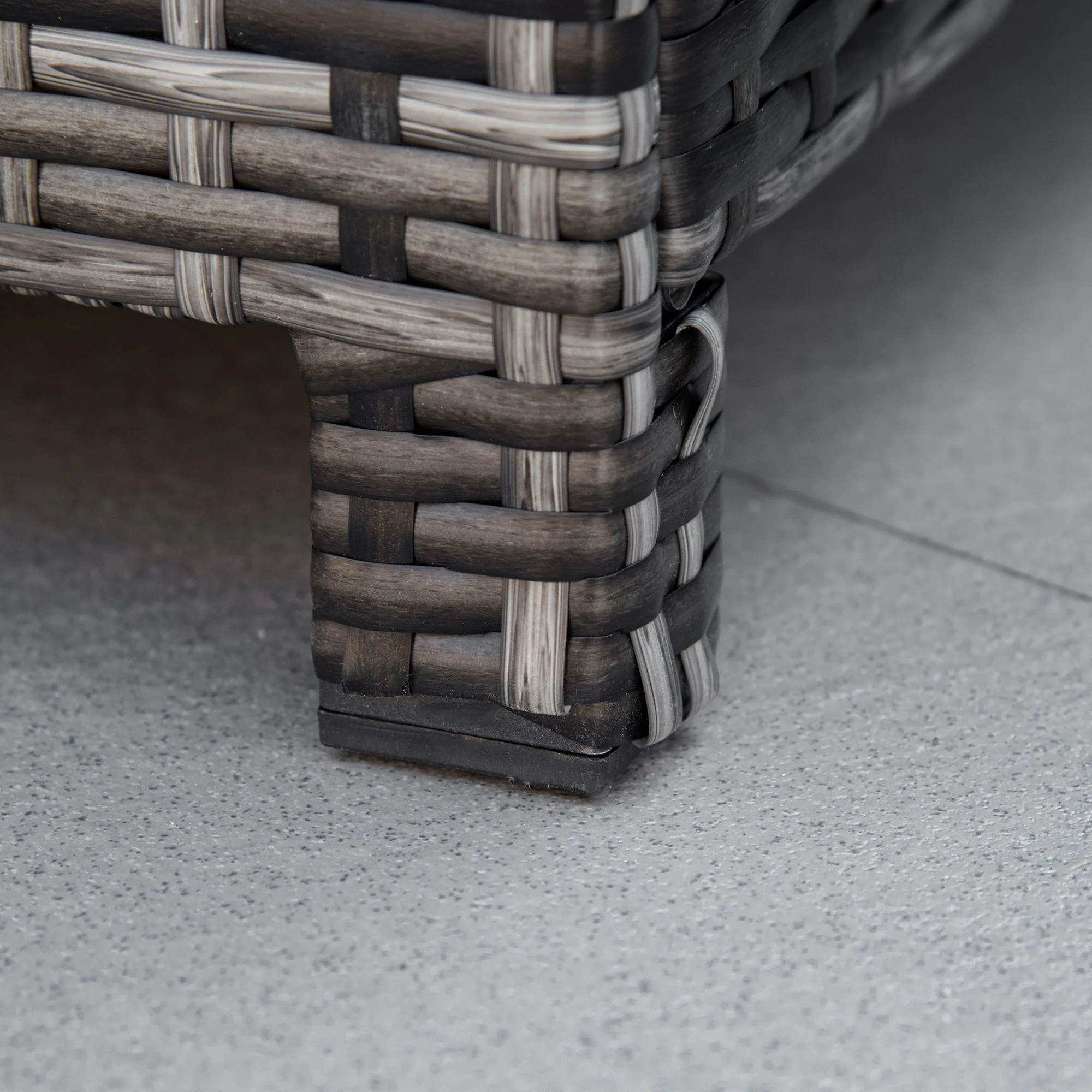 Rattan Footstool Wicker Ottoman with Padded Seat Cushion Outdoor Patio Furniture for Backyard Garden Poolside Living Room 50 x 50 x 35 cm Grey - Image 7