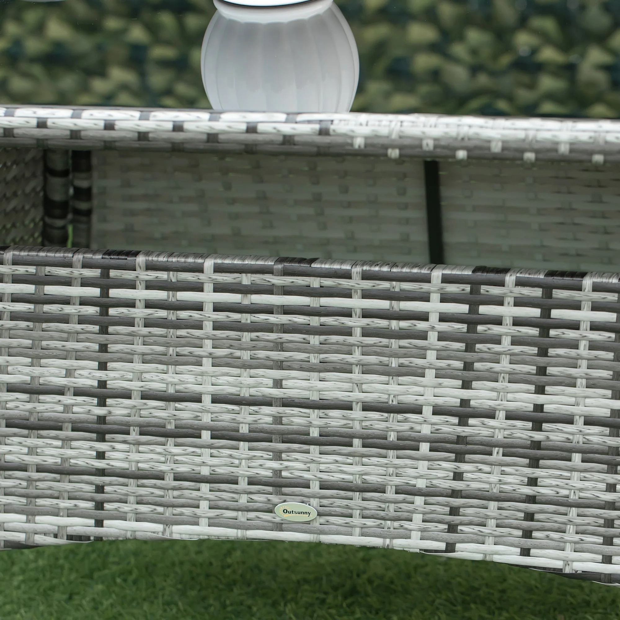 Rattan Garden Furniture Dining Set 6 Seater Patio Rectangular Table Cube Chairs Outdoor Fire Retardant Sponge Grey - Image 8