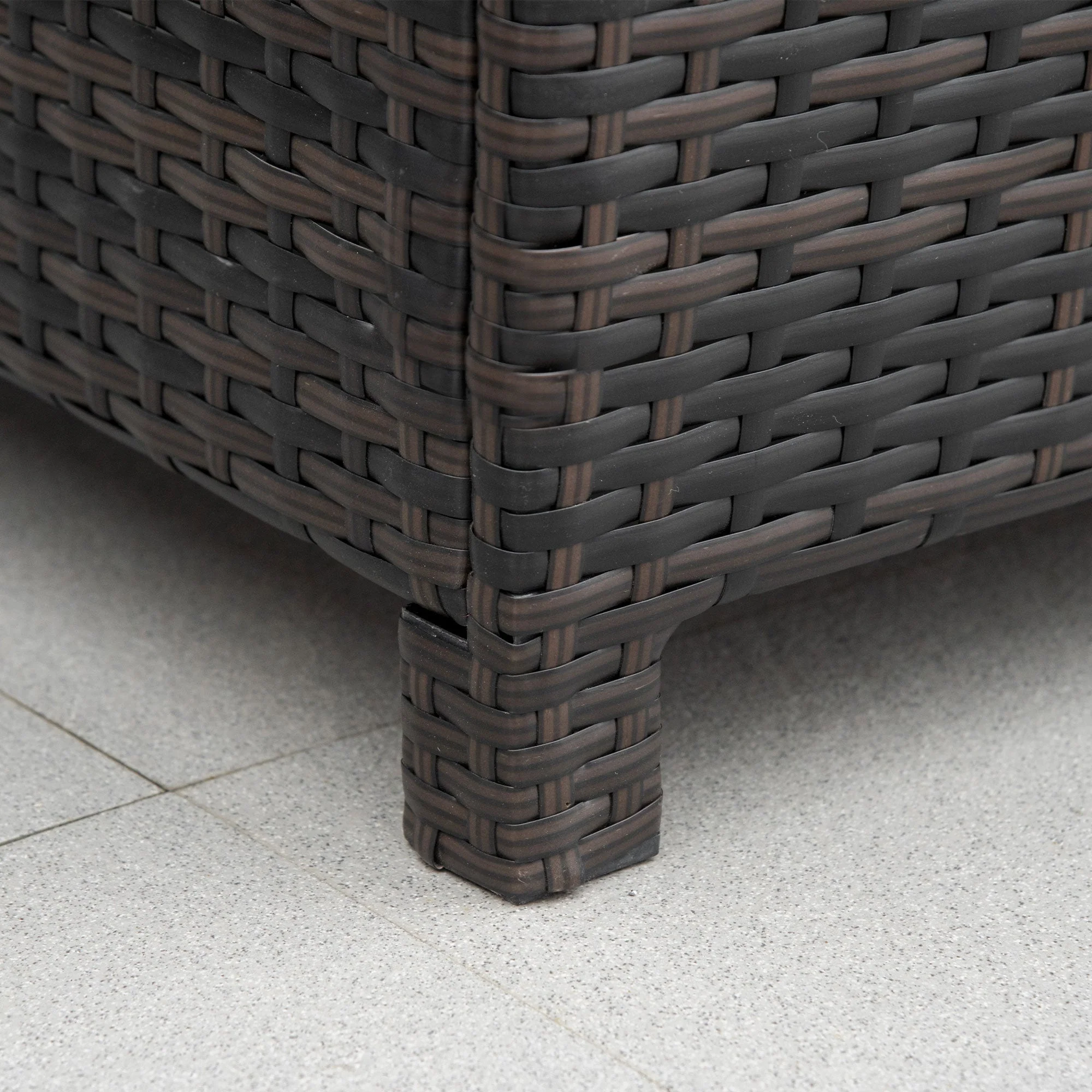 Rattan Garden Furniture Side Table Patio Frame Tempered Glass New - Brown - Image 8