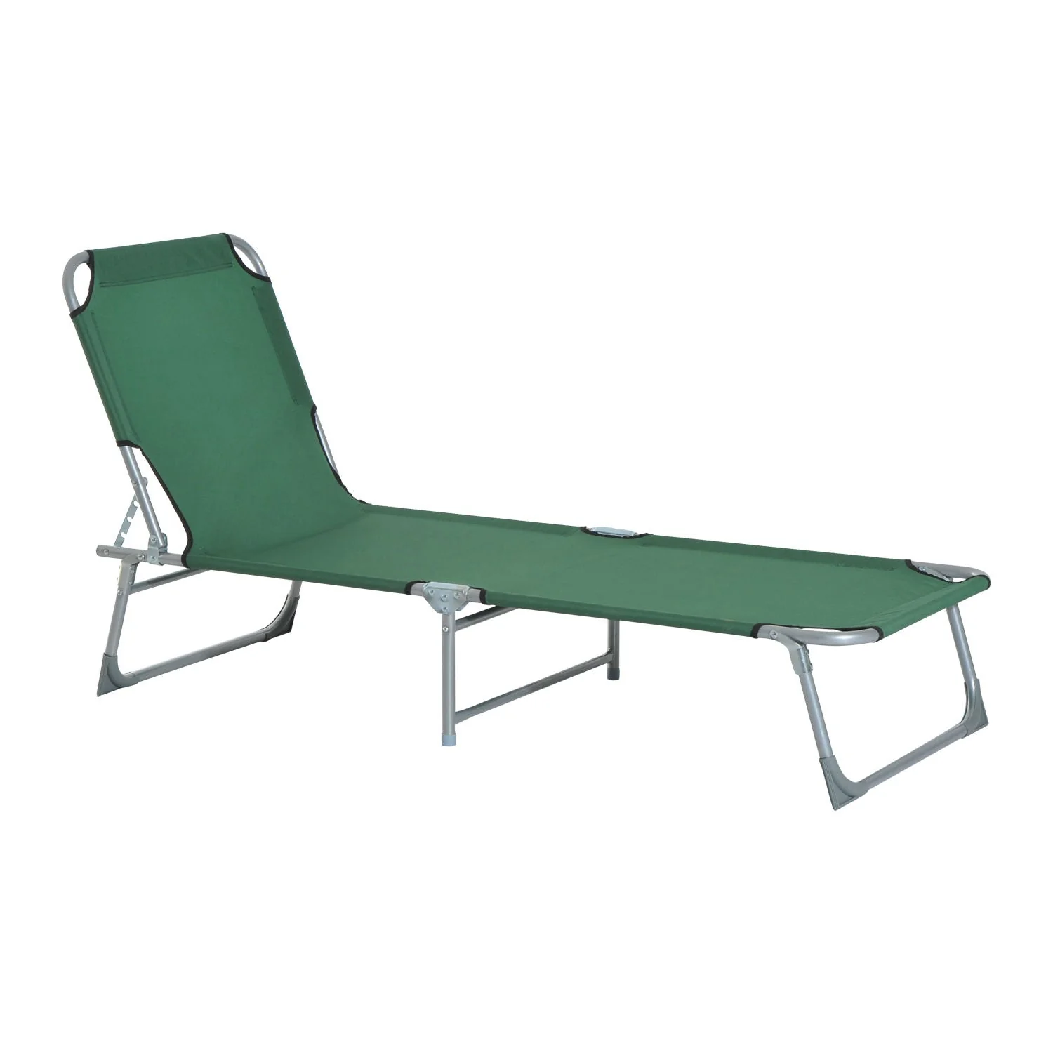 Reclining Sun Lounger Chair Folding Camping Bed with 4-Position Adjustable Backrest - Image 5