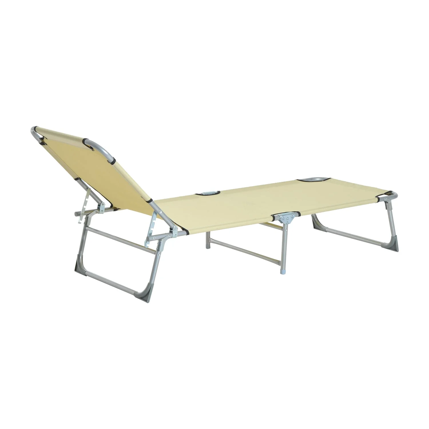 Reclining Sun Lounger Chair Folding Camping Bed with 4-Position Adjustable Backrest - Image 4