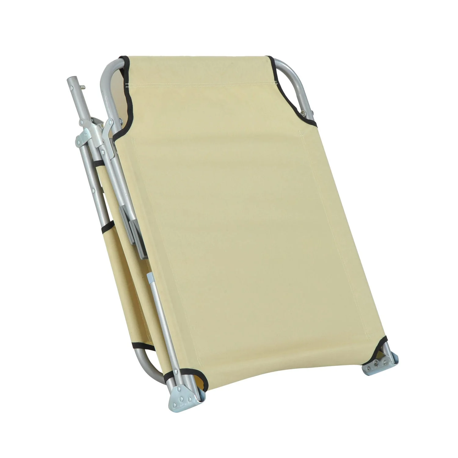 Reclining Sun Lounger Chair Folding Camping Bed with 4-Position Adjustable Backrest - Image 9