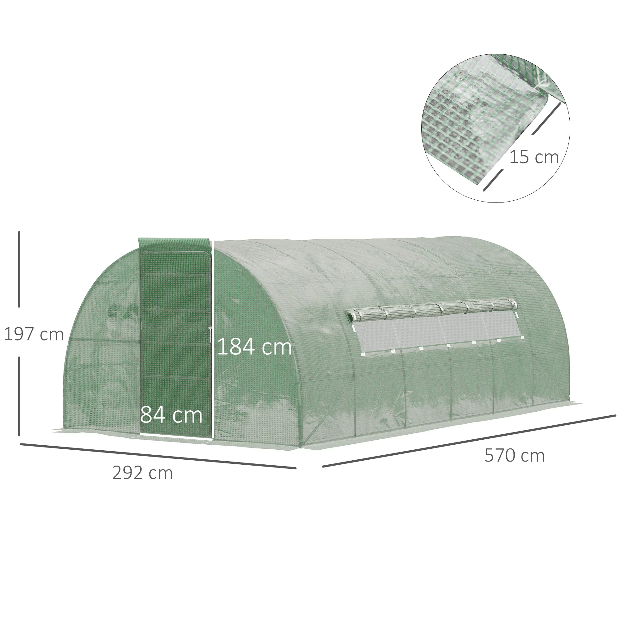 Reinforced Walk-In Polytunnel Greenhouse with Metal Hinged Door - Image 3