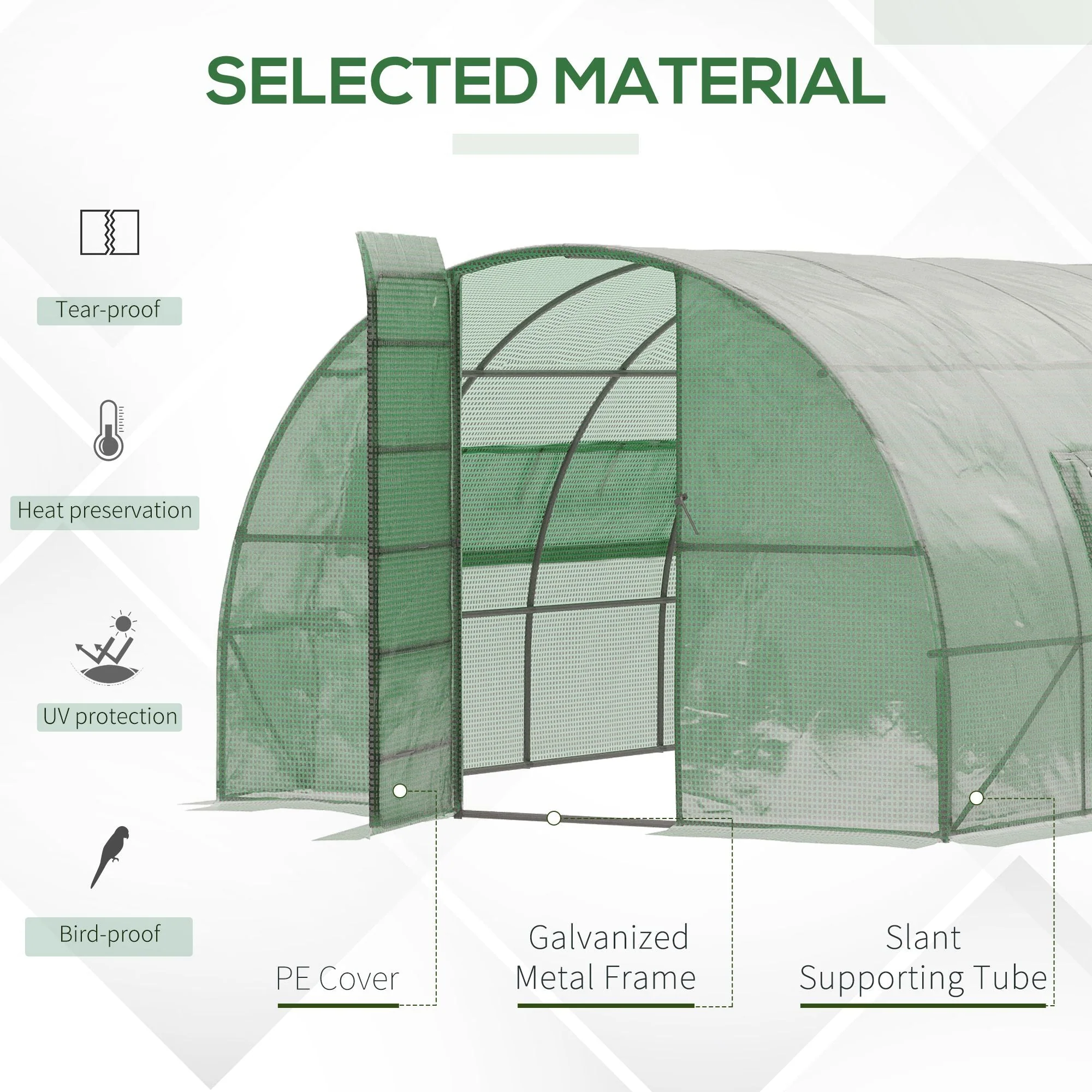 Reinforced Walk-In Polytunnel Greenhouse with Metal Hinged Door - Image 4