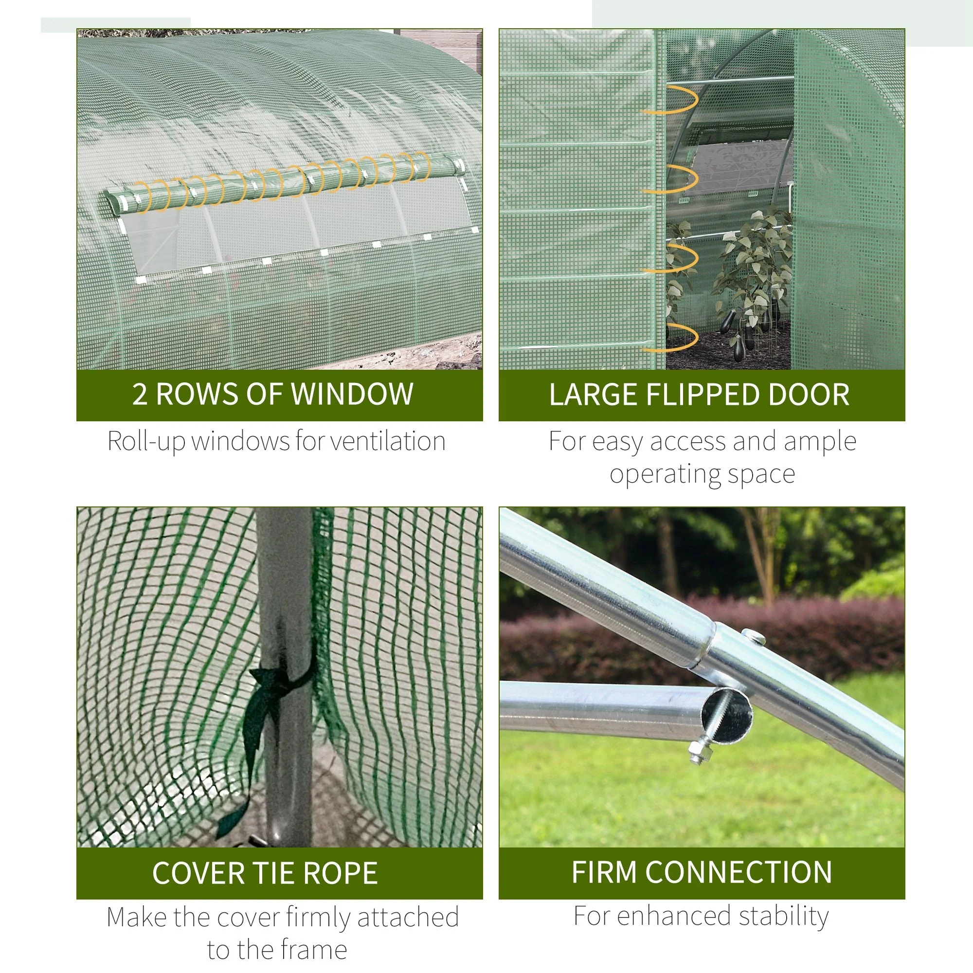 Reinforced Walk-In Polytunnel Greenhouse with Metal Hinged Door - Image 5