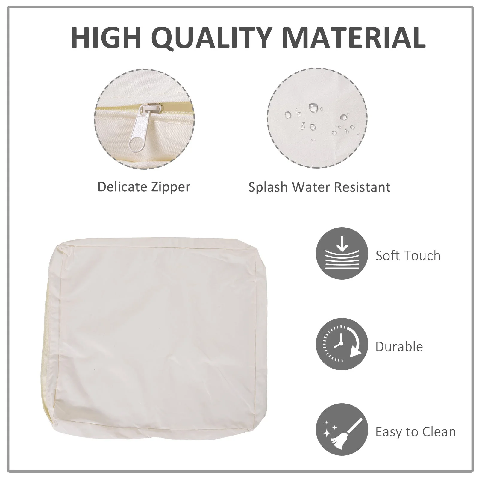 Replacement Cushion Cover Garden Rattan Patio Furniture Seat Cover Polyester Outdoor Cream White- No Cushion Included - Image 5