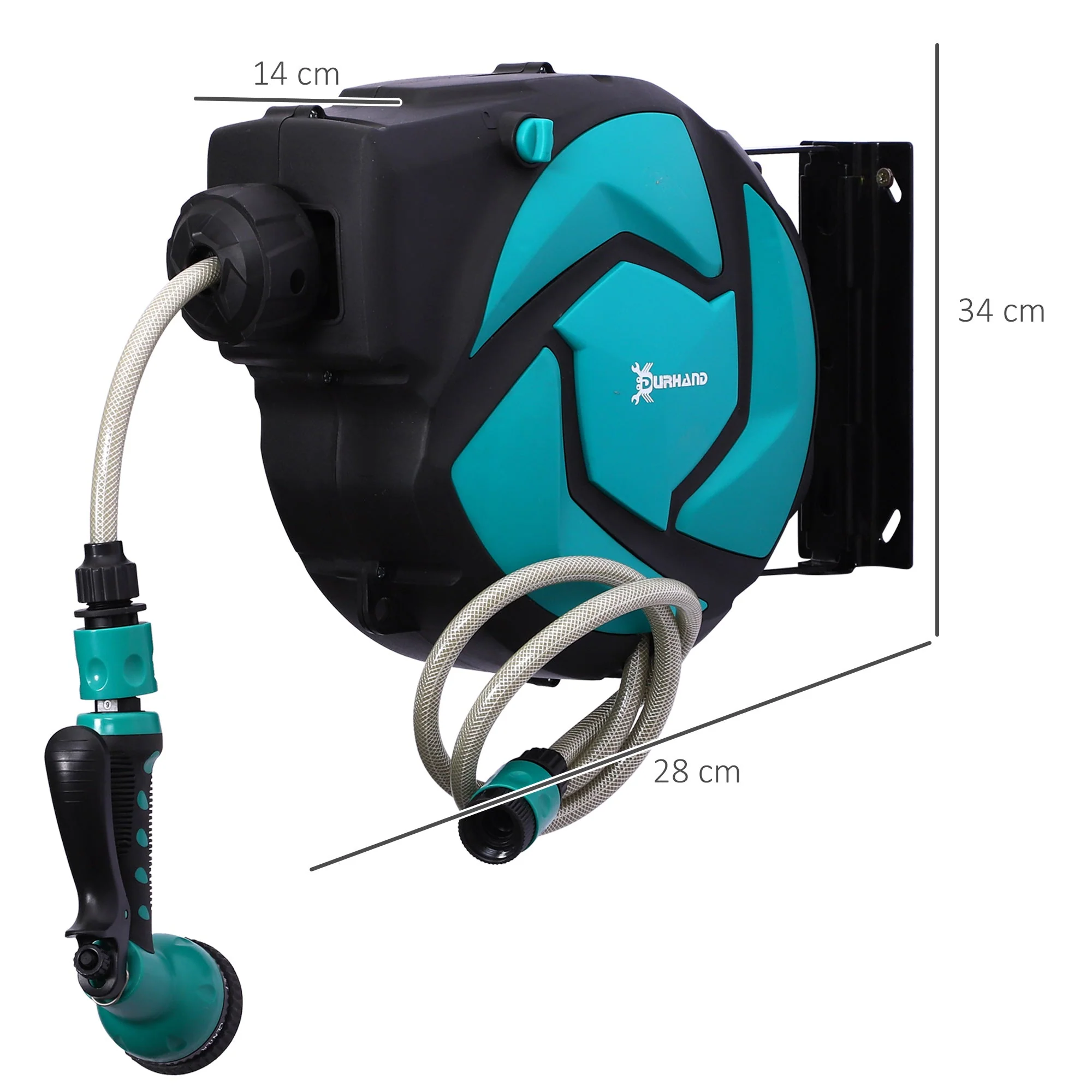 Retractable 10M Wall Mounted Hose Reel With Seven Spray Patterns by Durhand - Image 2