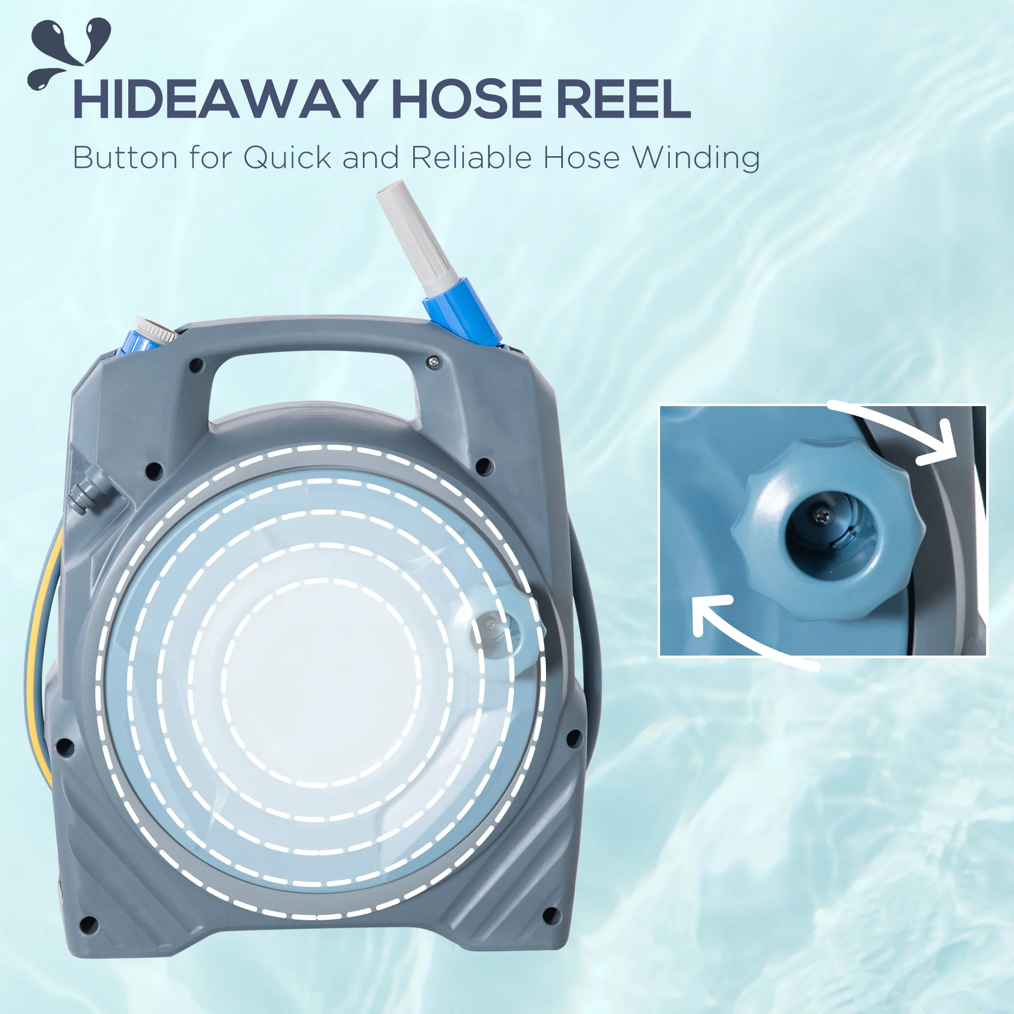Retractable Garden Hose Reel with 10m + 10m Hose and Simple Manual Rewind - Image 5
