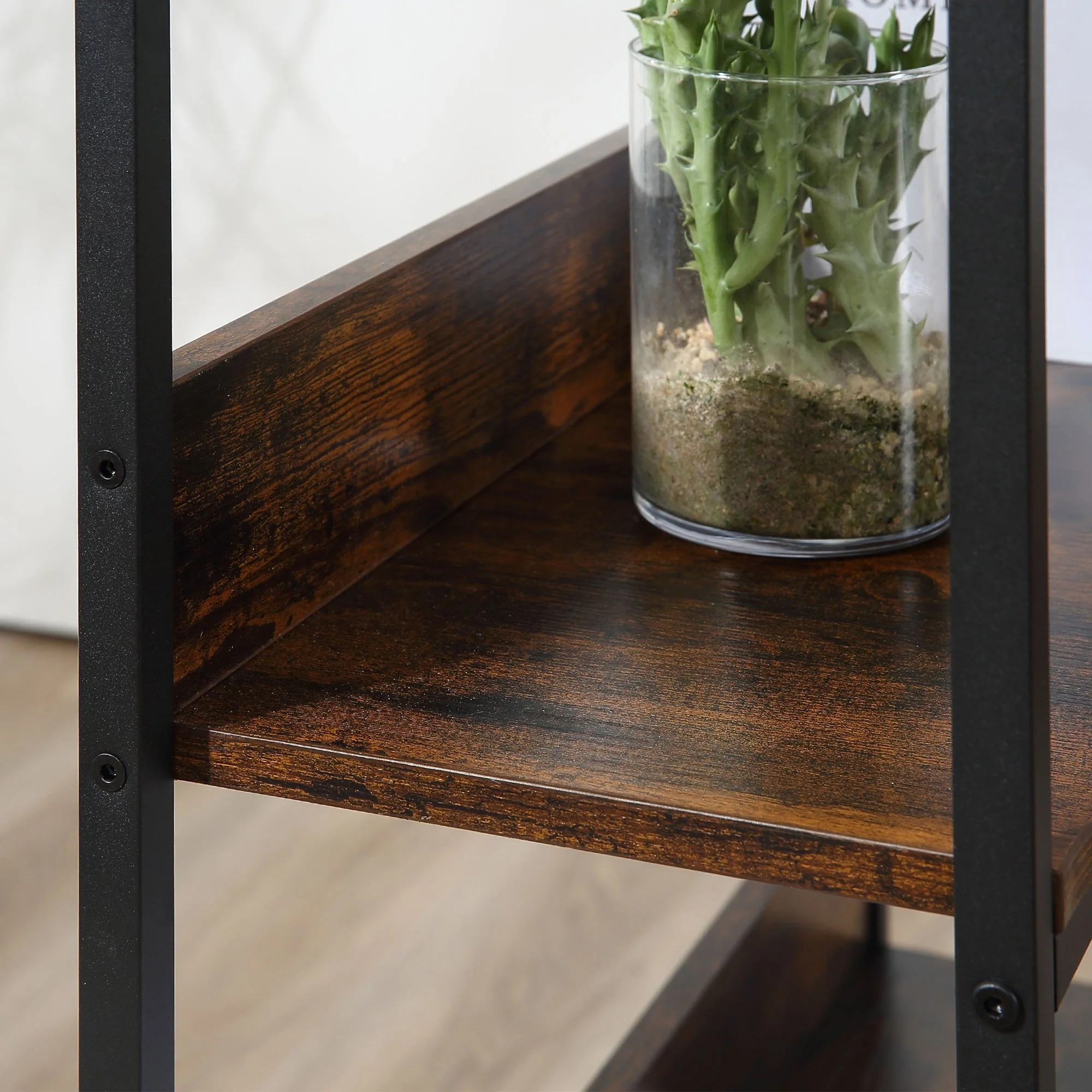Retro Industrial Computer Desk Home Office Table with 4-Tier Storage Shelf Metal Frame Computer Workstation for Home Office - Image 8