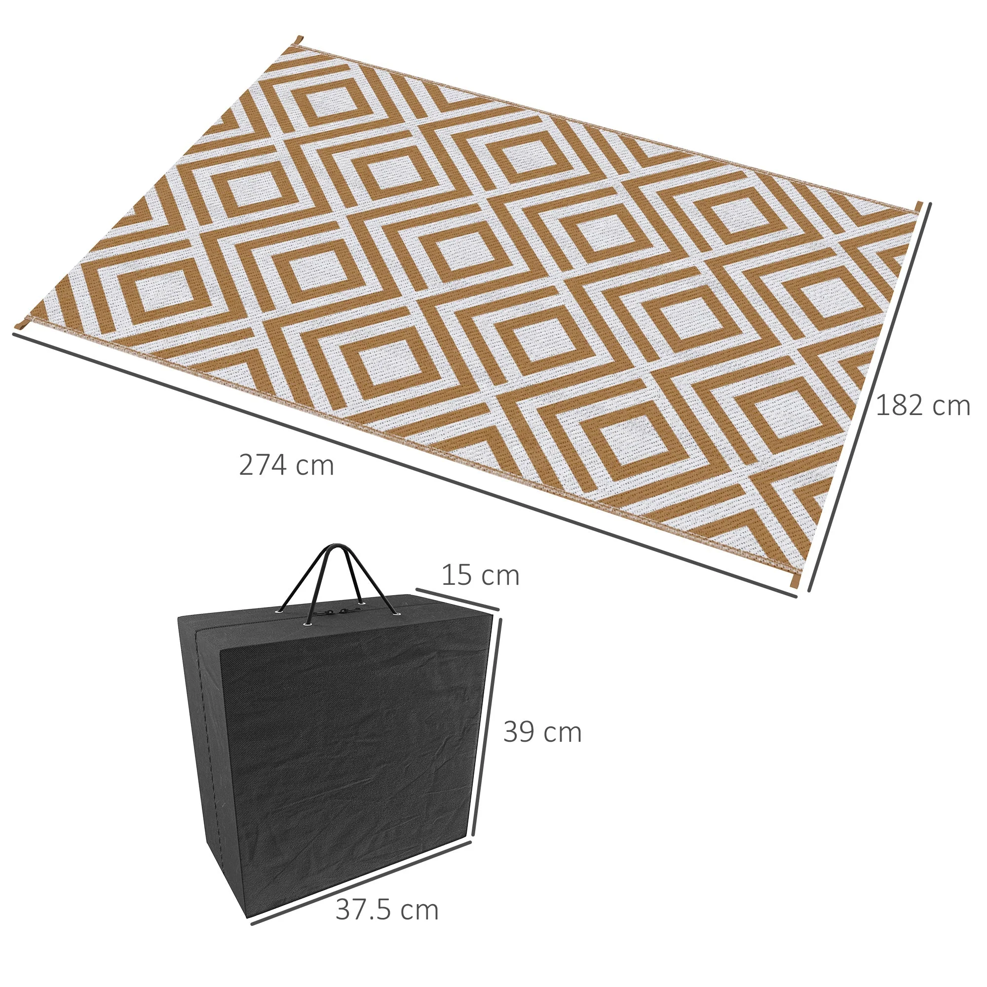 Reversible Outdoor Rug with Carry Bag and Ground Stakes - Image 2