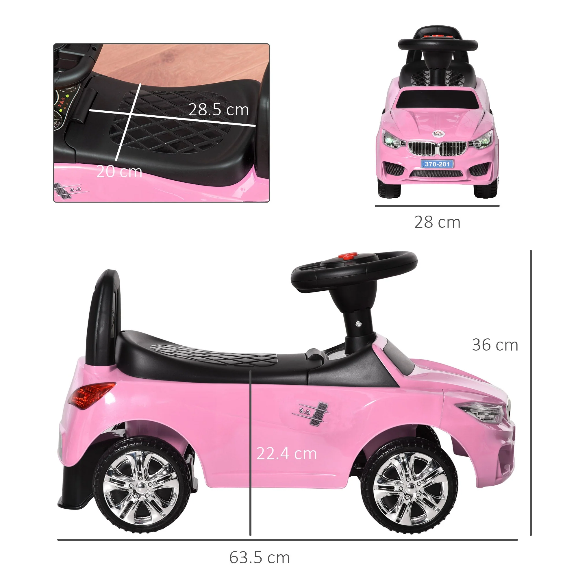 Ride on Sliding Car Baby Toddler Horn Music Working Lights Storage No Power Pink - Image 2