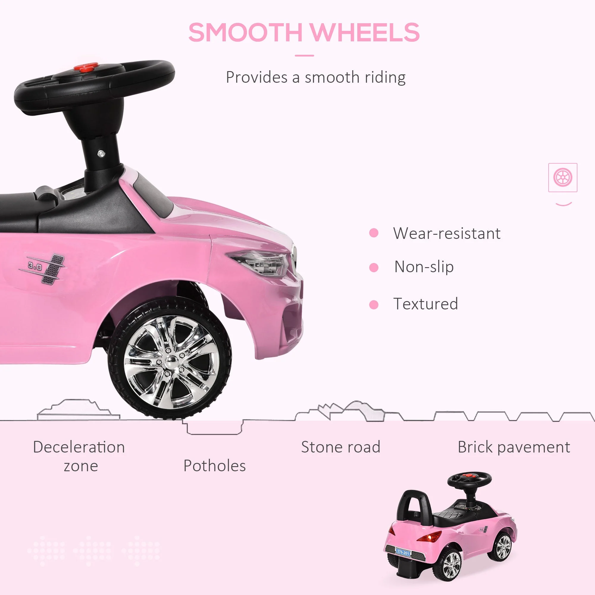 Ride on Sliding Car Baby Toddler Horn Music Working Lights Storage No Power Pink - Image 4