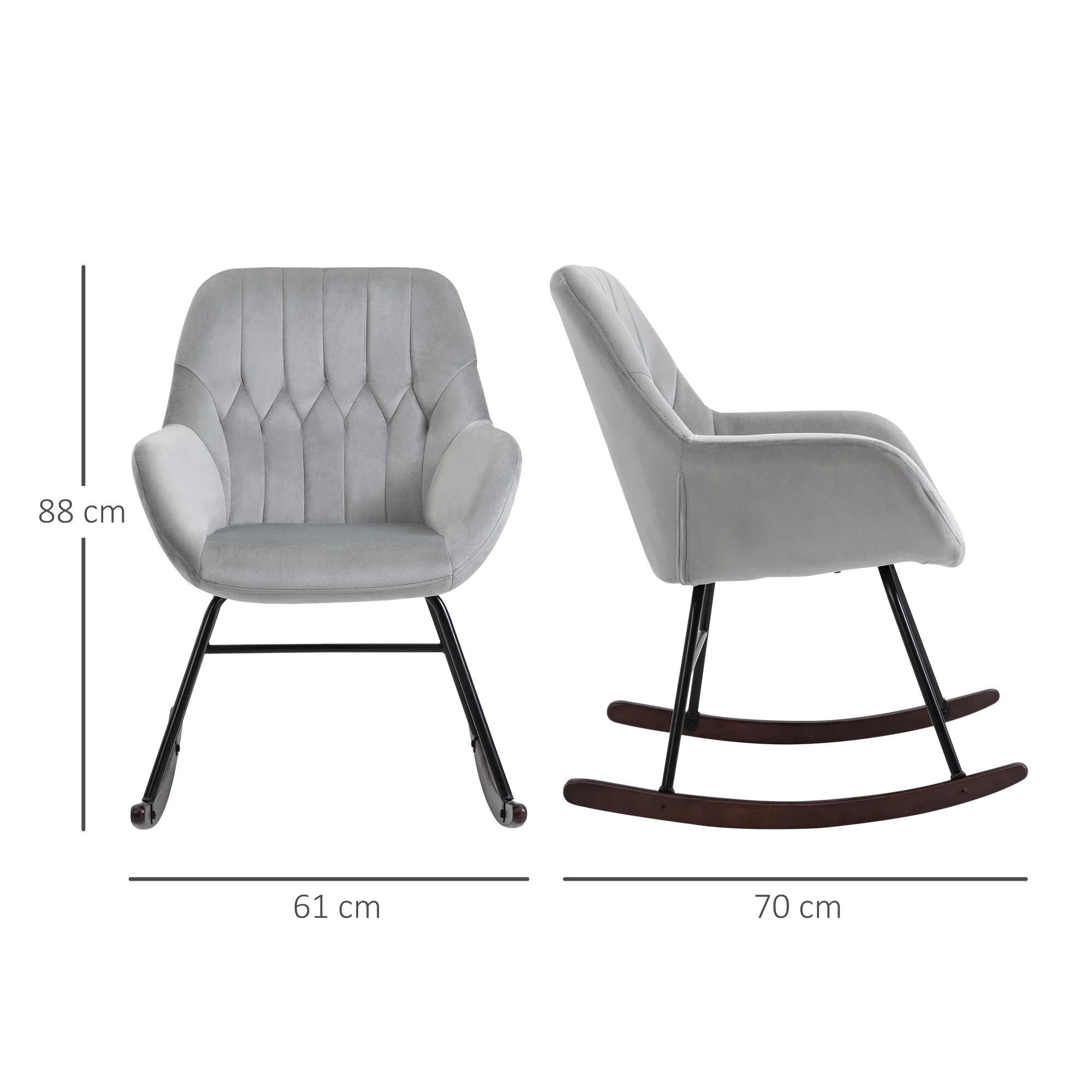Rocking Chair Reading Accent Armchair with Steel Frame Sponge Padded for Living Room - Image 3