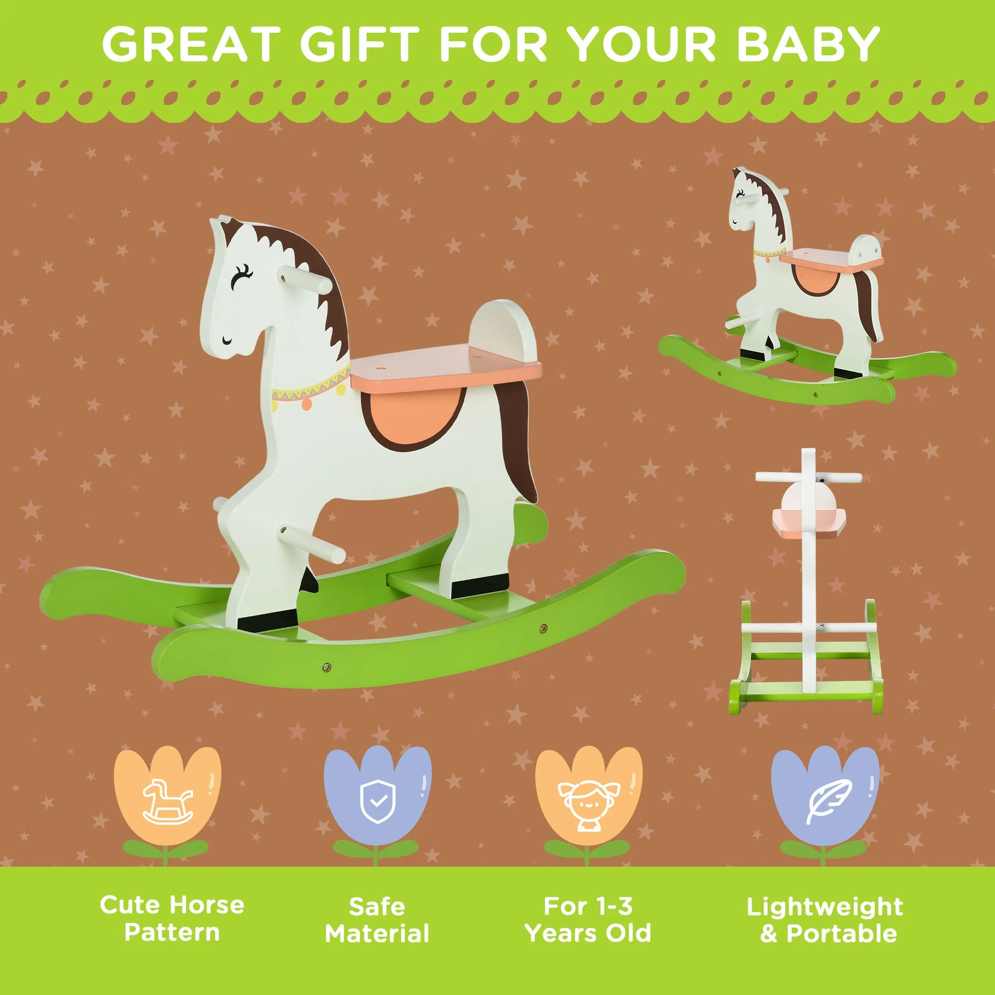 Rocking Horse Ride Toy with Handlebar Pedal - Image 4