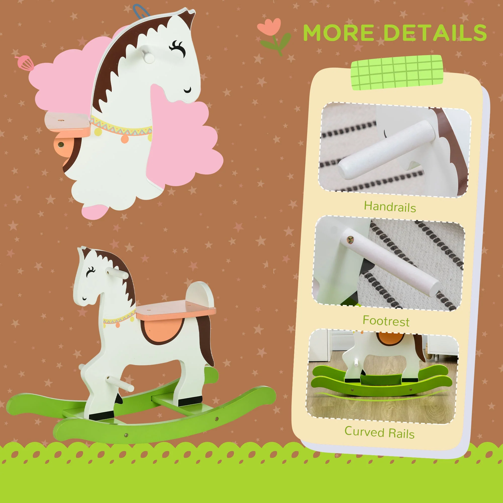 Rocking Horse Ride Toy with Handlebar Pedal - Image 6