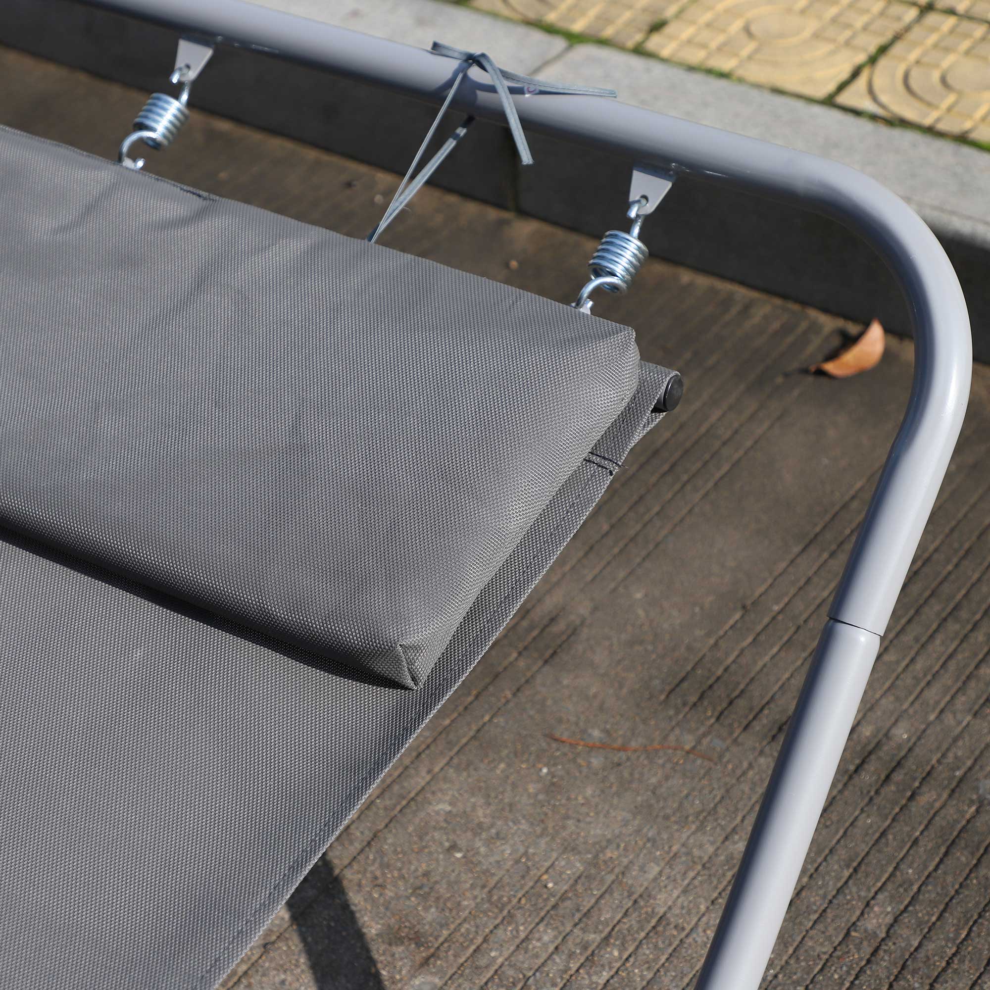 Rocking Swing Relaxing Day Bed Outdoor Double Sun Lounger Hammock - Grey - Image 7